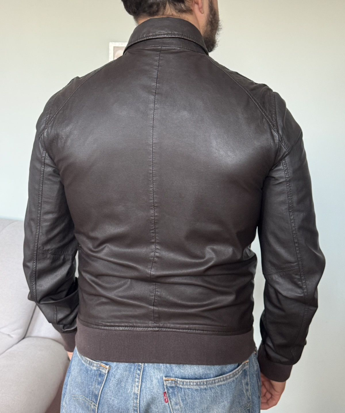 Other Armani Jeans Leather Blouson Jacket 100% Sheep Leather Zip Size US M / EU 48-50 / 2 - 3 Thumbnail