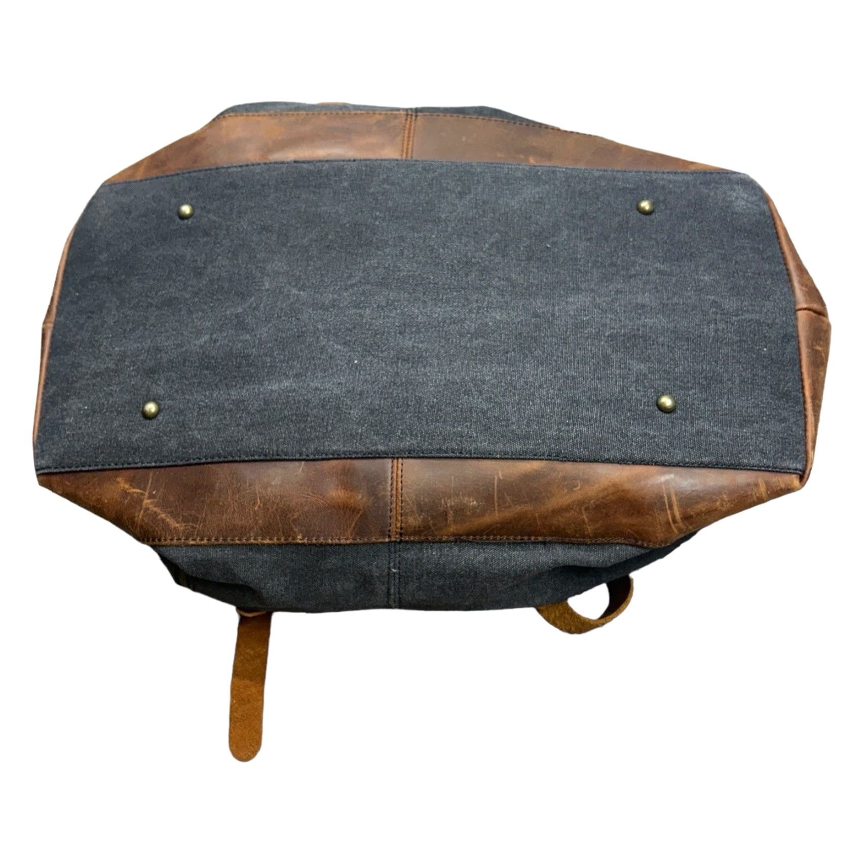 Vintage Case Duffle Bag Adult Large Gray/Brown Canvas Leather Trim Travel Suitcase Bag Pockets Zip-Around Lined Size ONE SIZE - 7 Thumbnail
