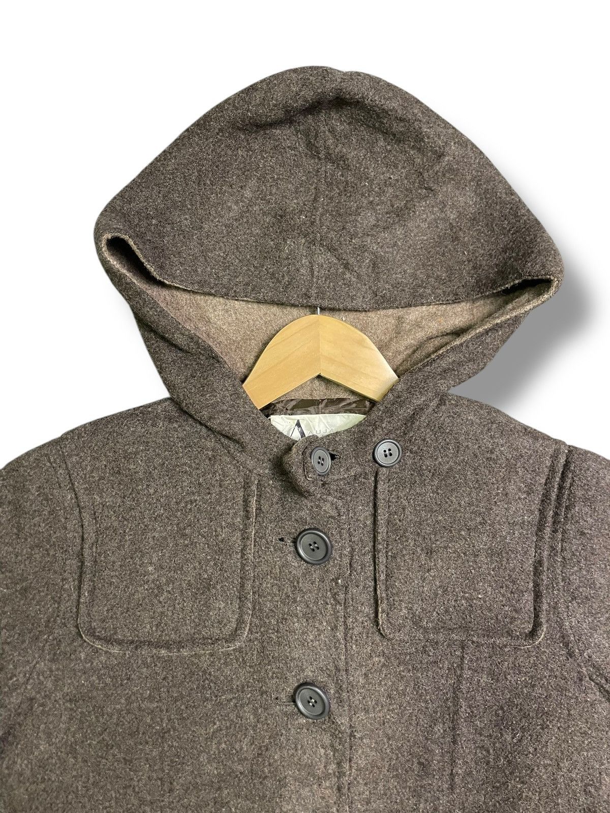 Designer × Vintage Christian Aujard Hooded Alpaca Wool Blend Long Coat (37) Size US S / EU 44-46 / 1 - 3 Thumbnail