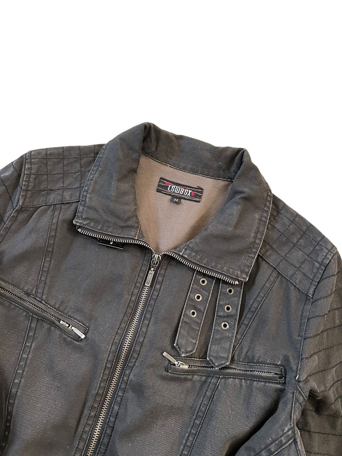 LOWBOX 2000s Lowbox Washed Black Lace-Up Biker Jacket Size US M / EU 48-50 / 2 - 4 Thumbnail