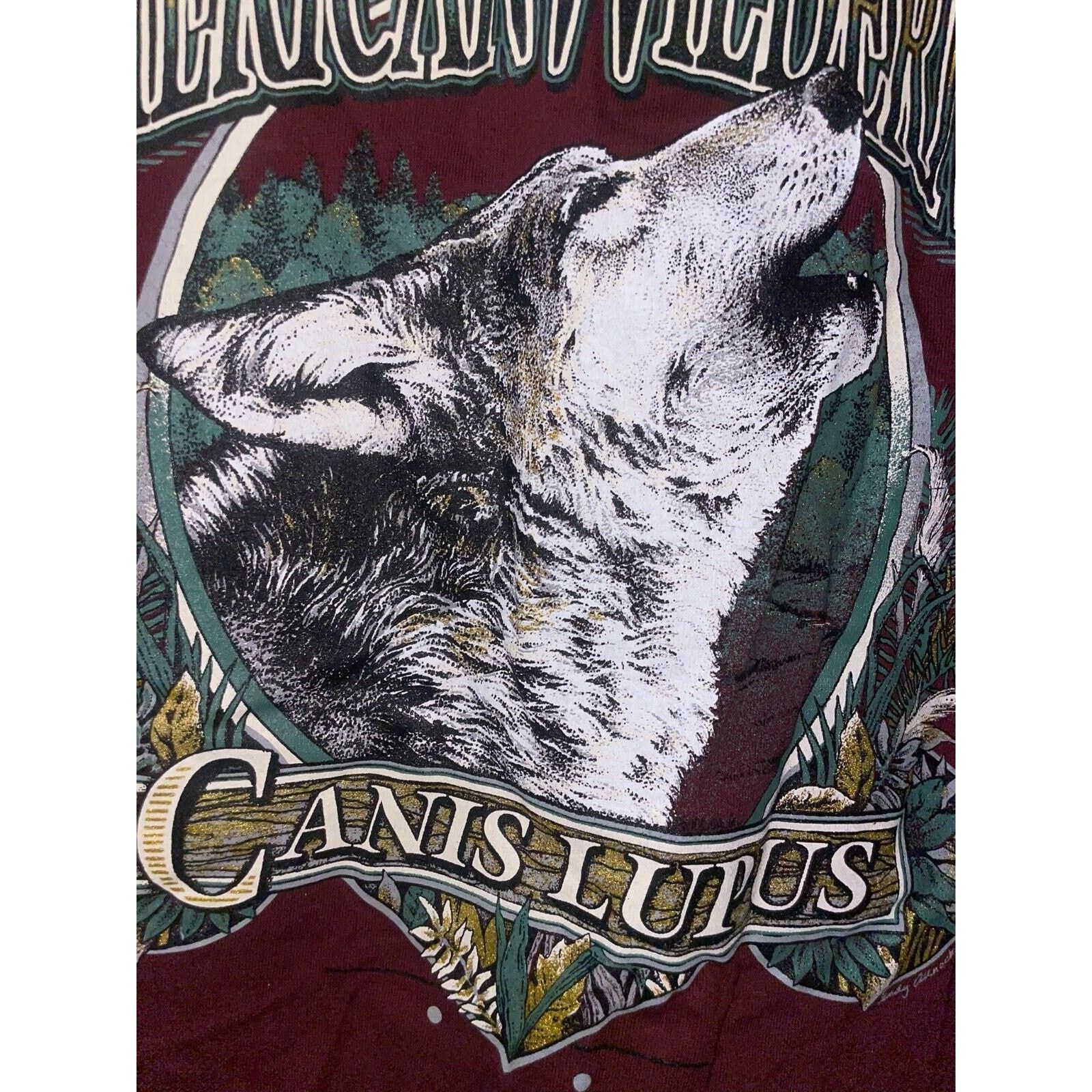 Jerzees Vintage Wolf Shirt Great Smokies Wilderness Red Tee VTG 90s Size US L / EU 52-54 / 3 - 9 Thumbnail