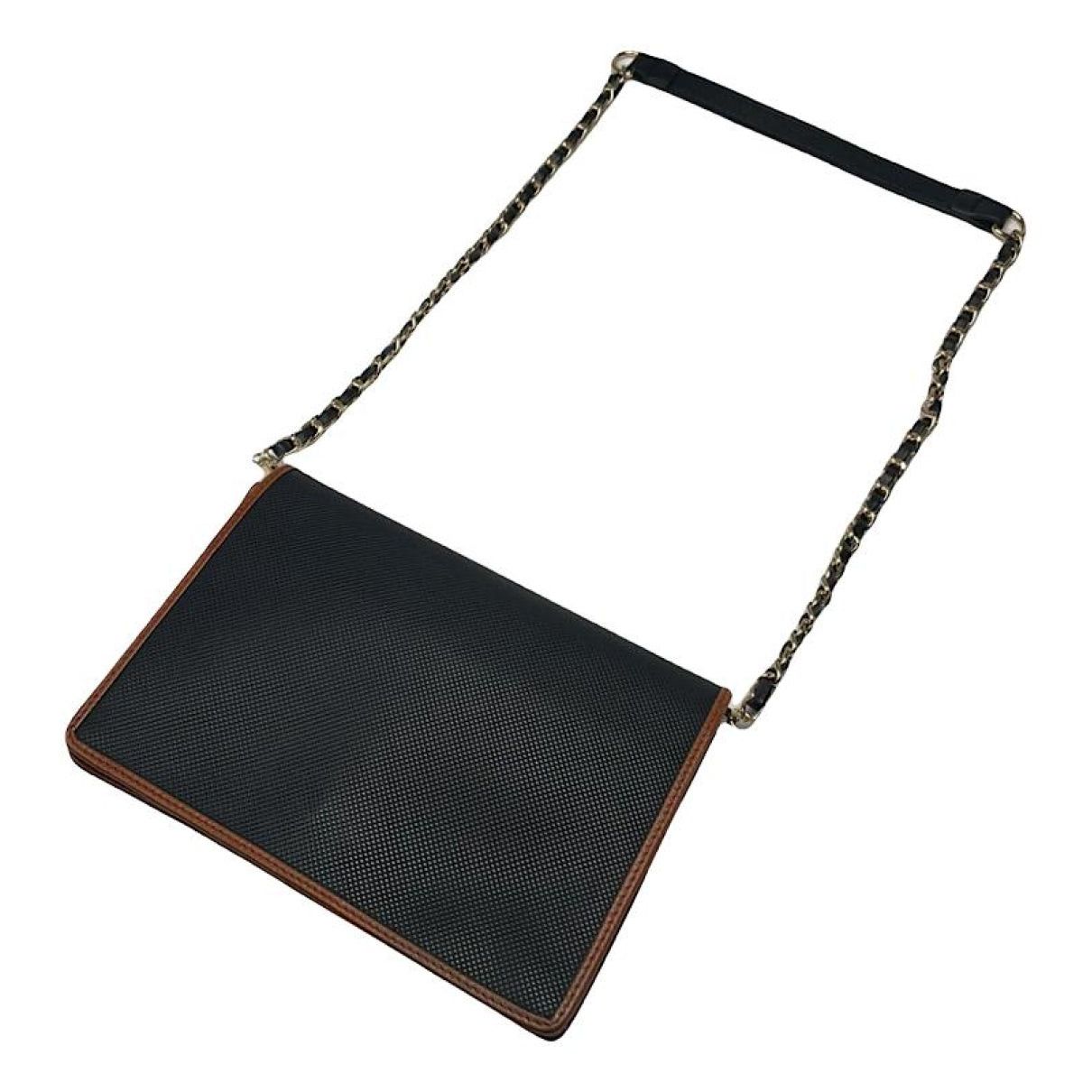 Clip Black Leather Handbag