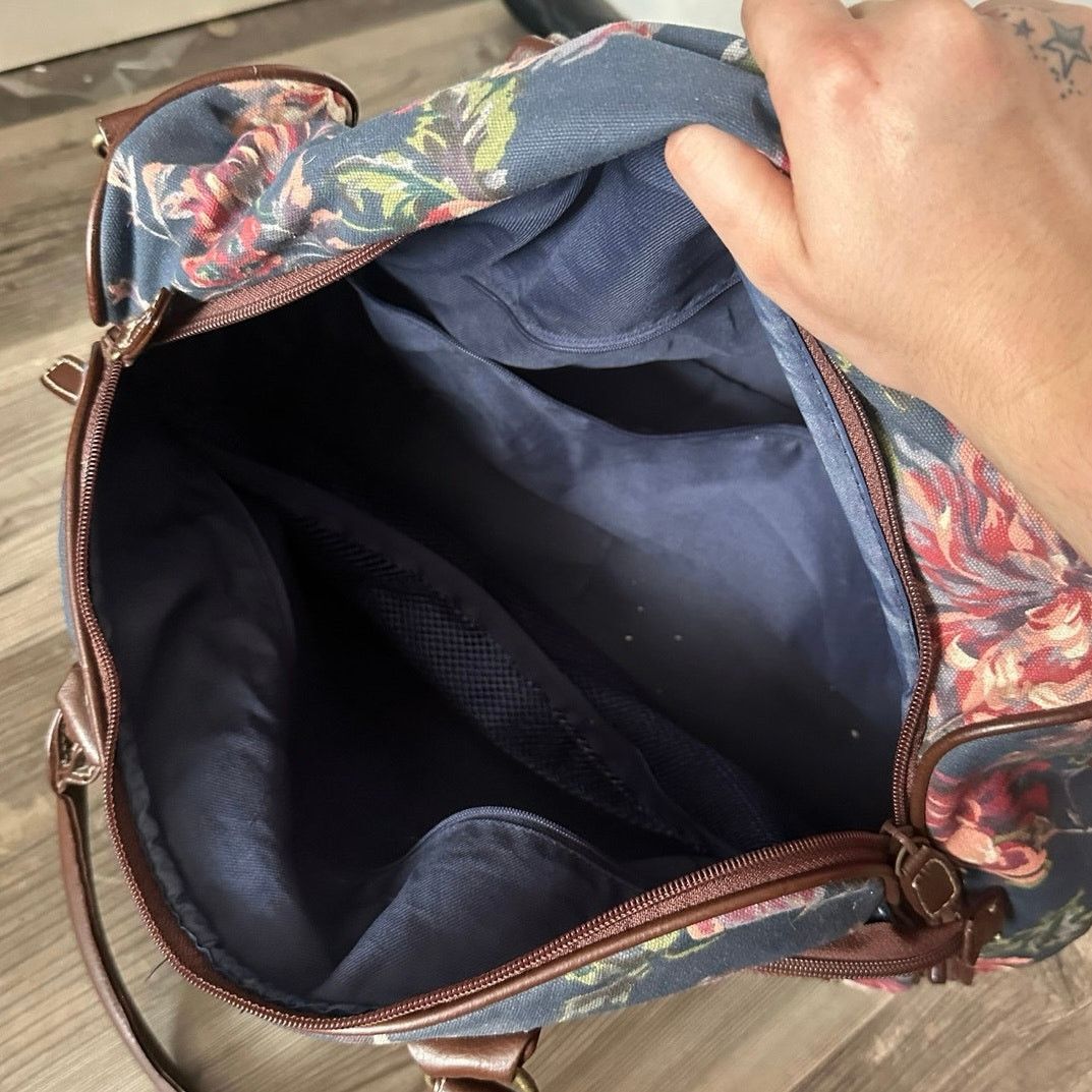 Other no brand blue pink brown floral weekender traveler bag Size ONE SIZE - 3 Thumbnail
