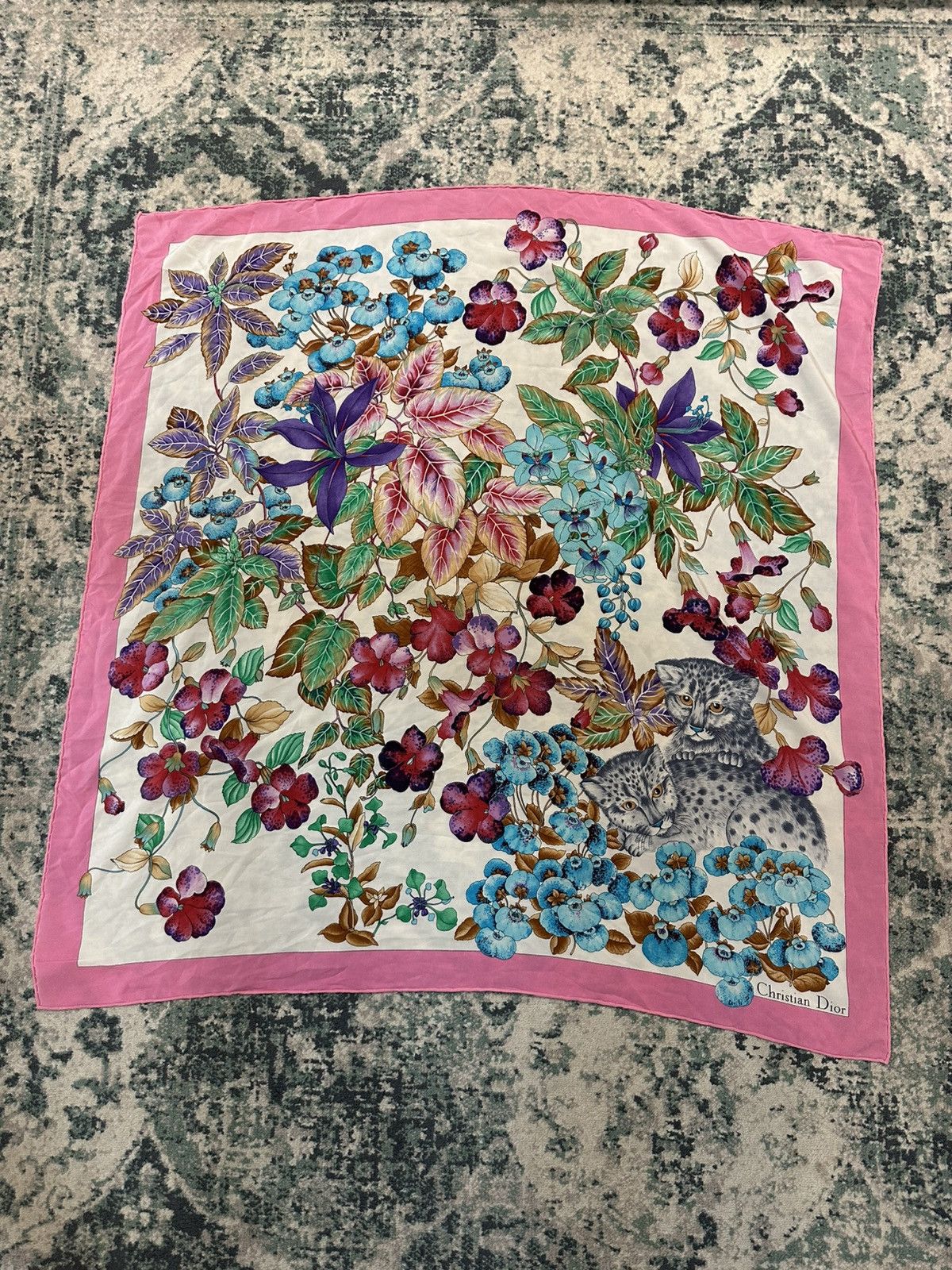 Dior 1980 - Christian Dior Floral Print Shawl Scarves (33x33) Size ONE SIZE - 6 Thumbnail