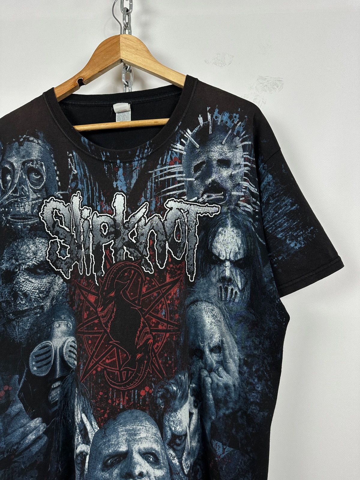 Band Tees Vintage Slipknot All Over Print Faded Black Band T-Shirt Size US XL / EU 56 / 4 - 5 Thumbnail