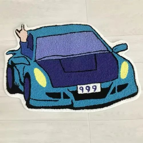 Handmade Handmade Plush Car Print Retro Carpet Rug Size ONE SIZE - 4 Thumbnail