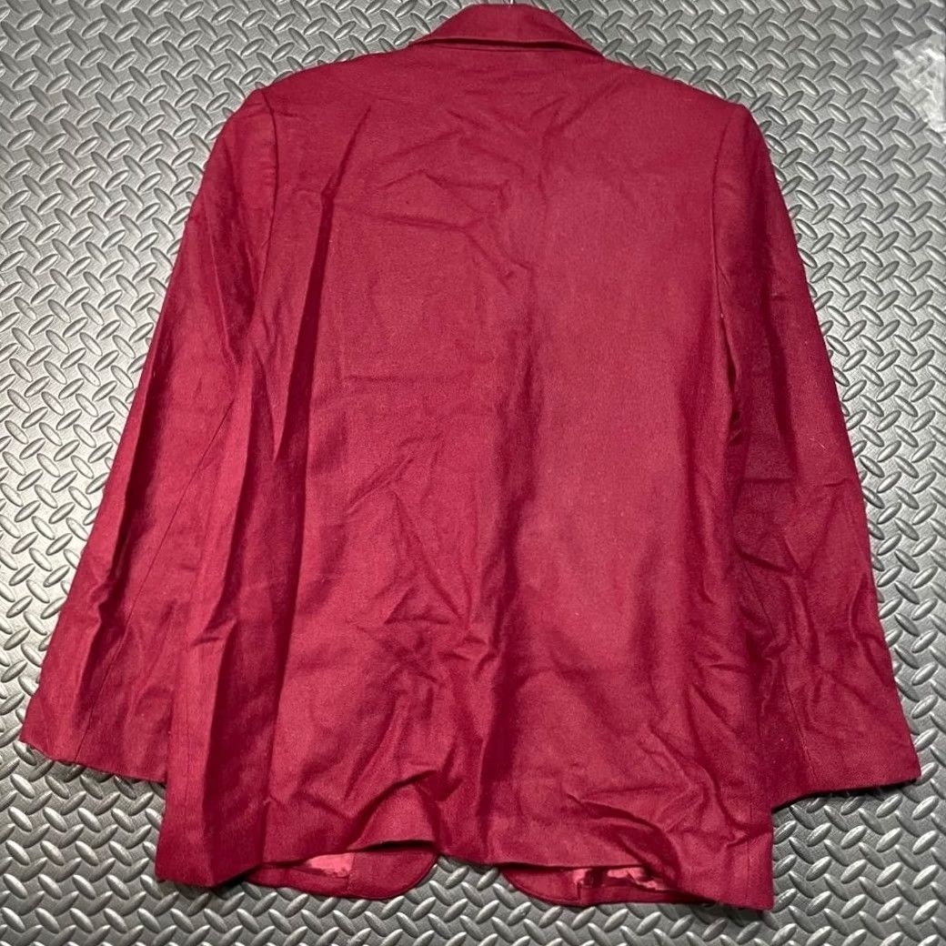 Vintage Sag Harbor Blazer Women Size 10 Maroon Red 100% Pure New Wool Casual One Button Size M / US 6-8 / IT 42-44 - 3 Thumbnail