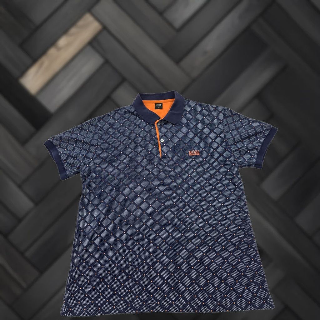 Hugo Boss Hugo Boss XL Dark Blue Diamond Cotton Polo Shirt Short Sleeve Men Size US XL / EU 56 / 4 - 1 Thumbnail