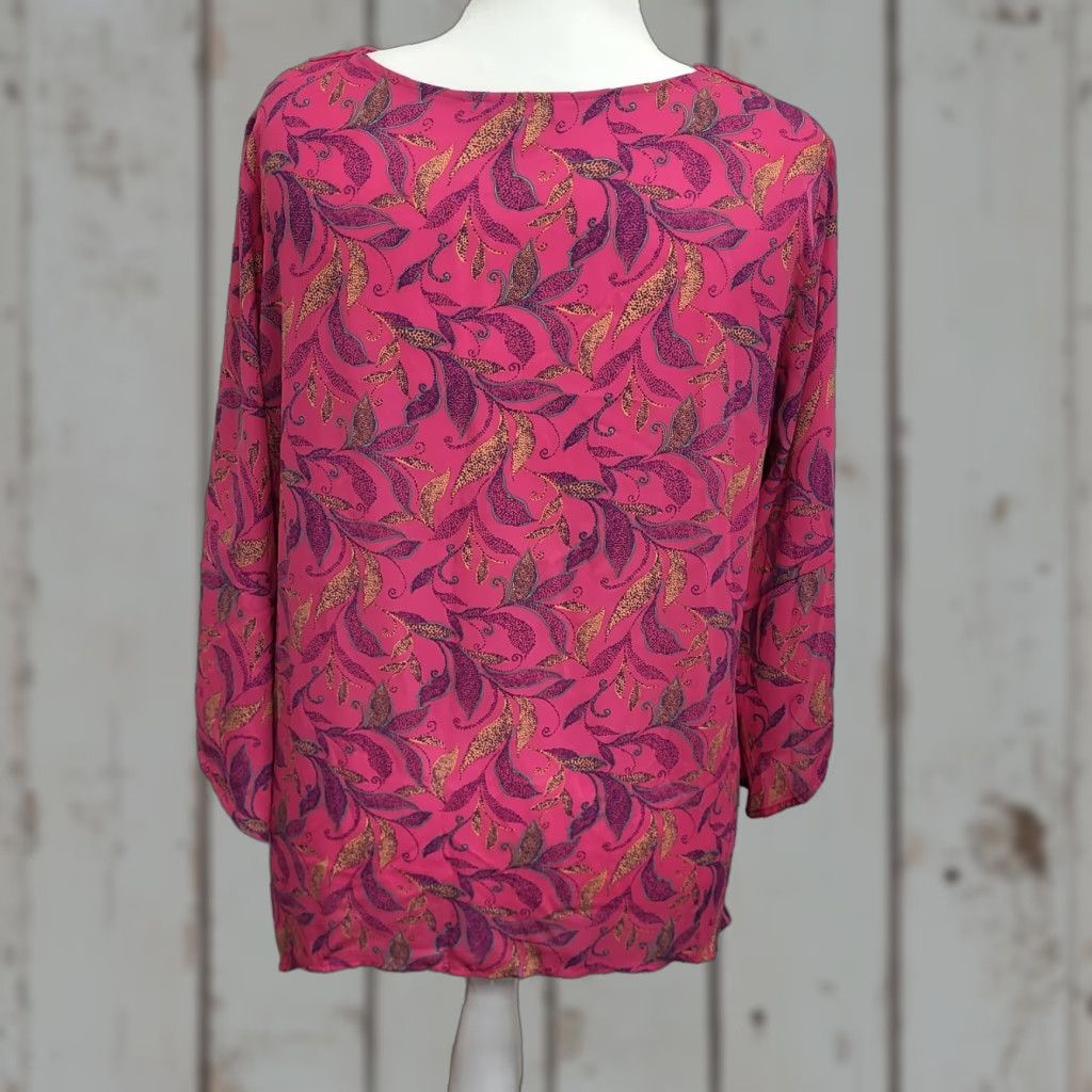 Pinko The Pioneer Woman Shirt Blouse Botanic Pink Sharkbite Hem 3/4 Sleeve Floral Multicolor L Size L / US 10 / IT 46 - 1 Thumbnail