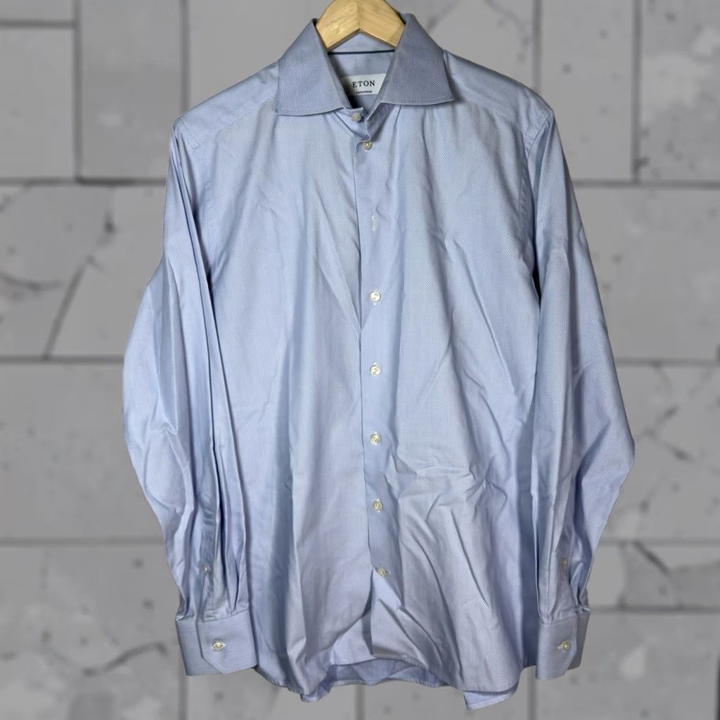 Eton Eton Shirt Mens Long Sleeve Button-Down Blue 15.5 Regular Size Mens Clothing Collection Size US L / EU 52-54 / 3 - 1 Thumbnail