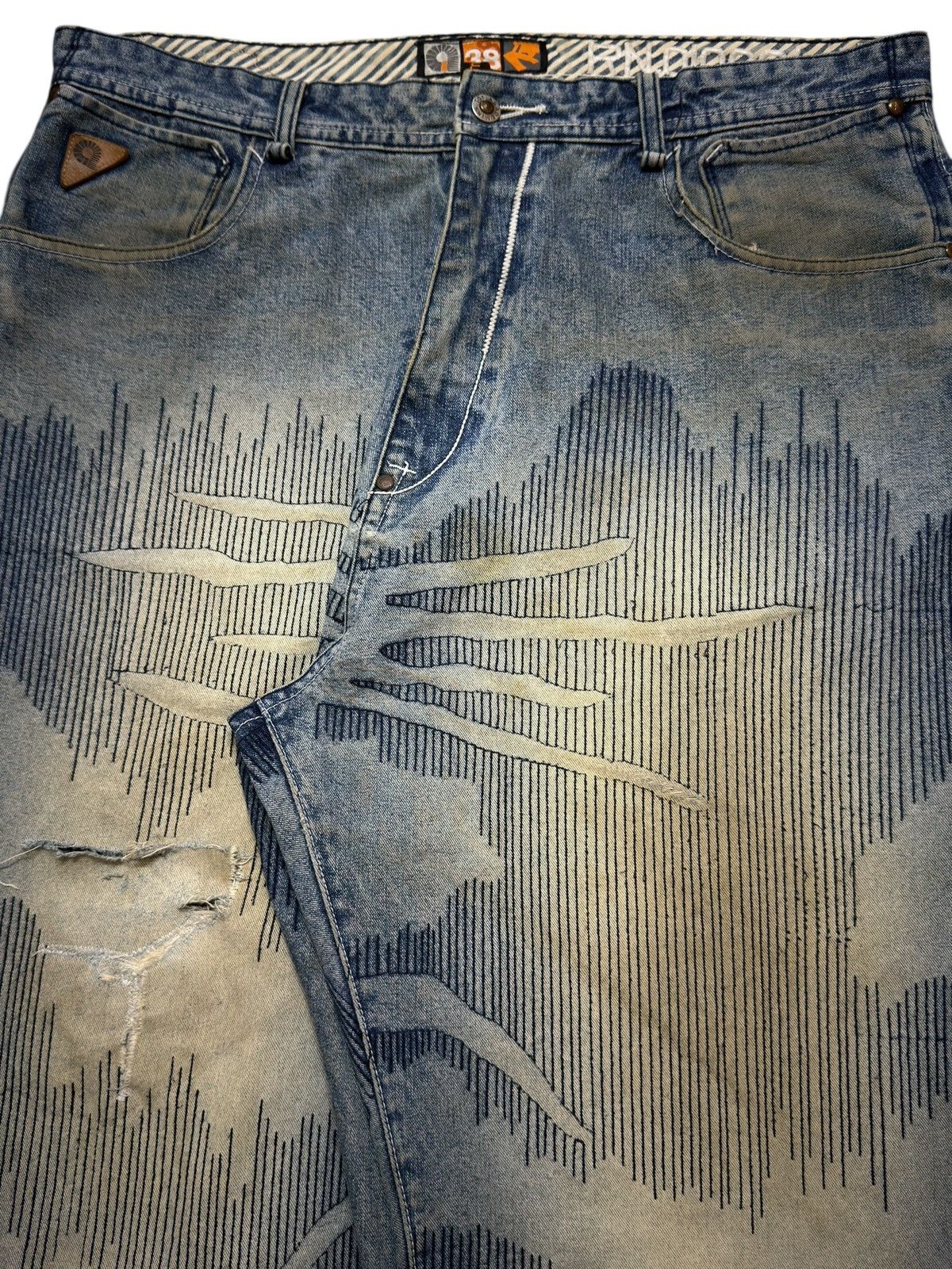 Akademiks Vintage Y2K Akademiks Faded Wash Boro Sashiko Wide Leg Baggy Size US 38 / EU 54 - 4 Thumbnail