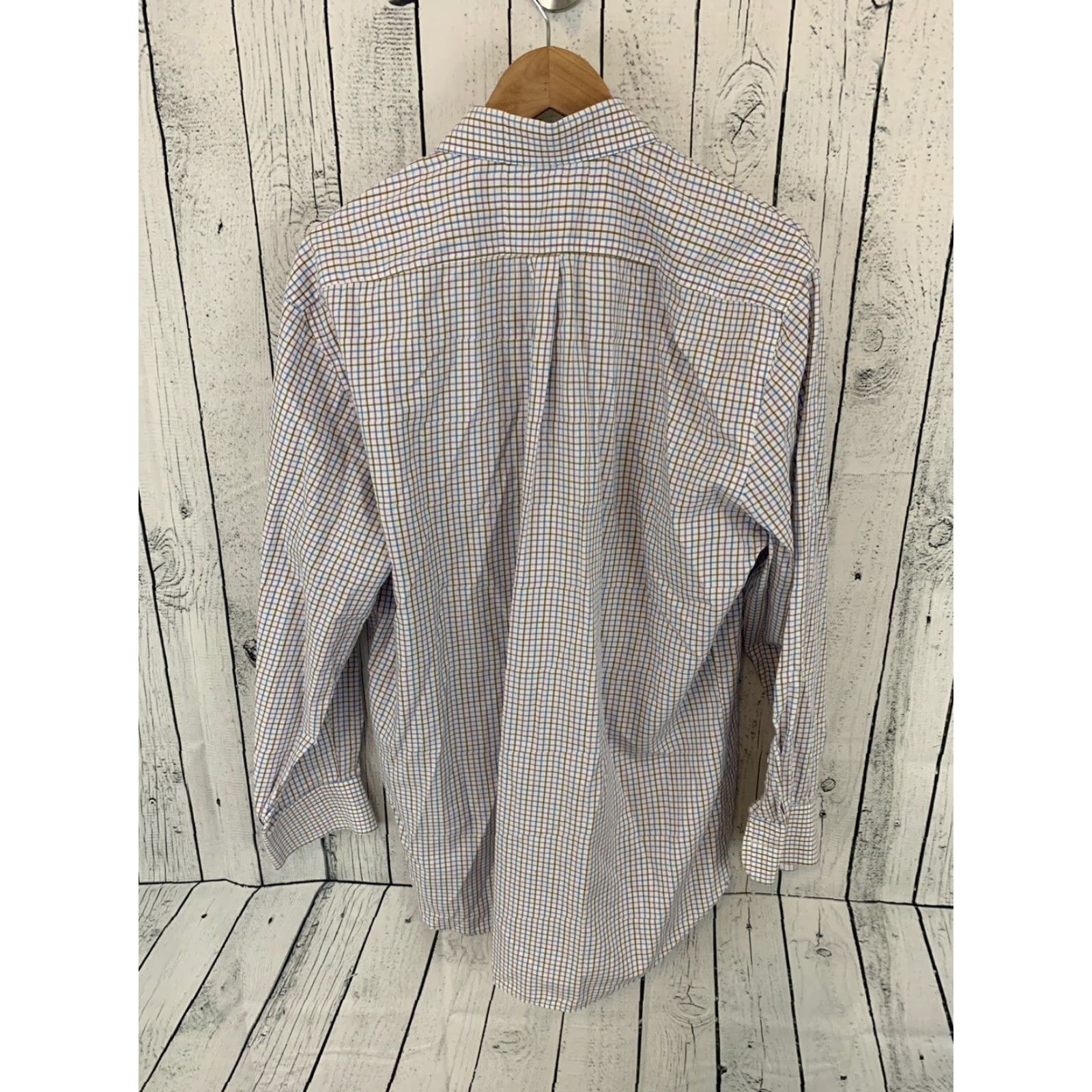 Peter Millar Peter Millar Button-Front Long Sleeve Shirt Men's Large White Checkered Shirt Size US L / EU 52-54 / 3 - 3 Thumbnail