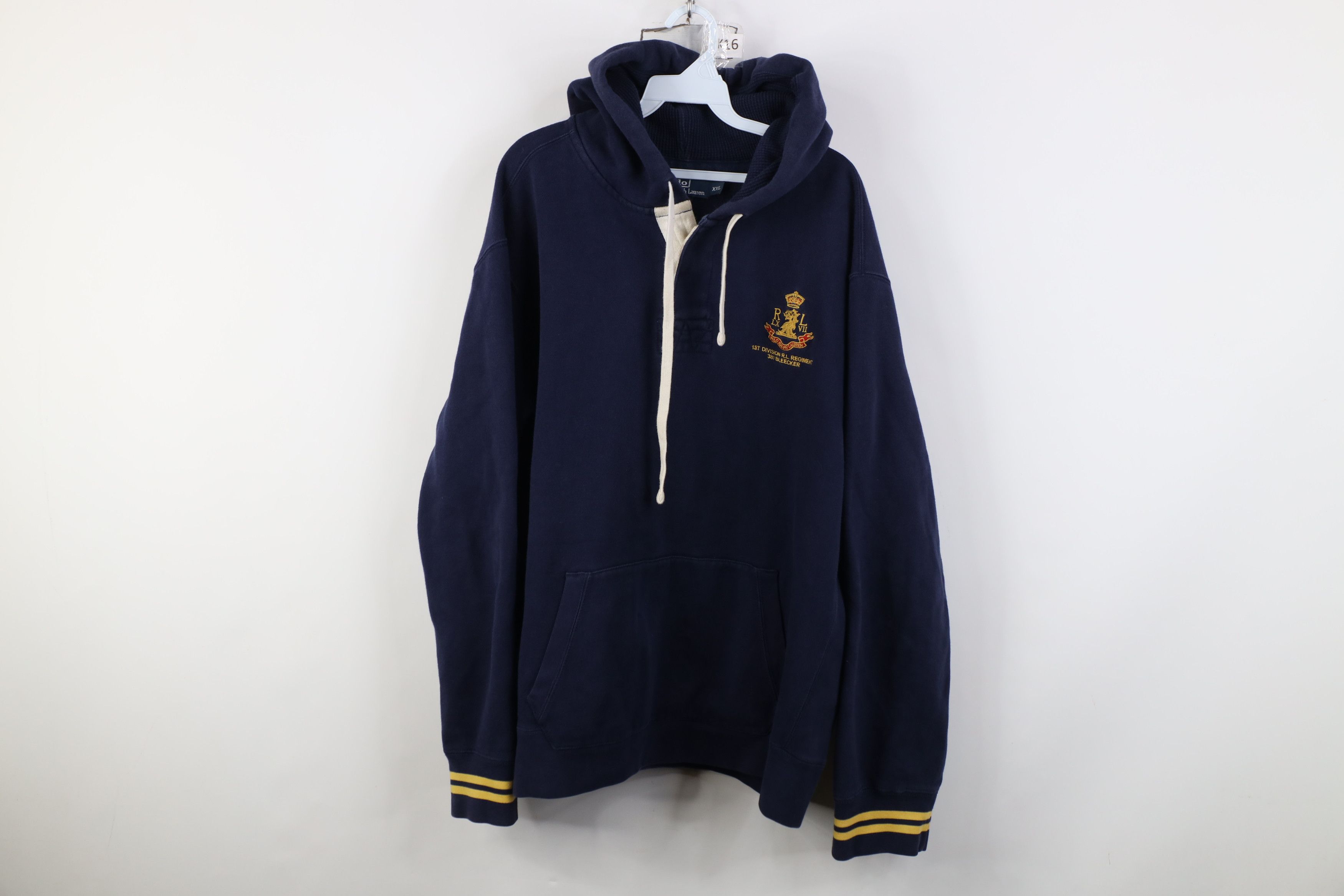 Polo Ralph Lauren Vintage 90s Ralph Lauren Hoodie Sweatshirt Blue Striped Size US XXL / EU 58 / 5 - 1 Thumbnail