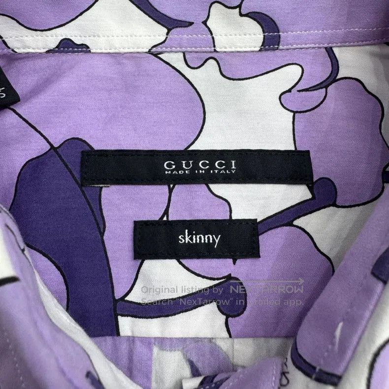 Gucci Gucci Purple Floral Short Sleeve Shirt. Size US M / EU 48-50 / 2 - 3 Thumbnail
