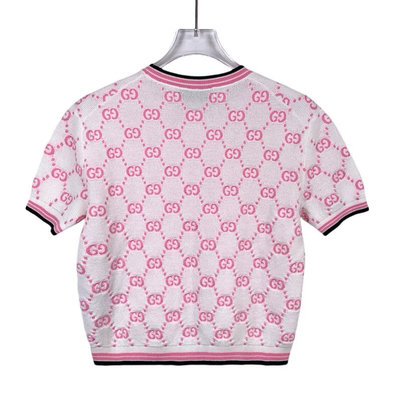 Gucci Gucci 24 new pink and white color matching round-neck cotto Size US XS / EU 42 / 0 - 2 Thumbnail