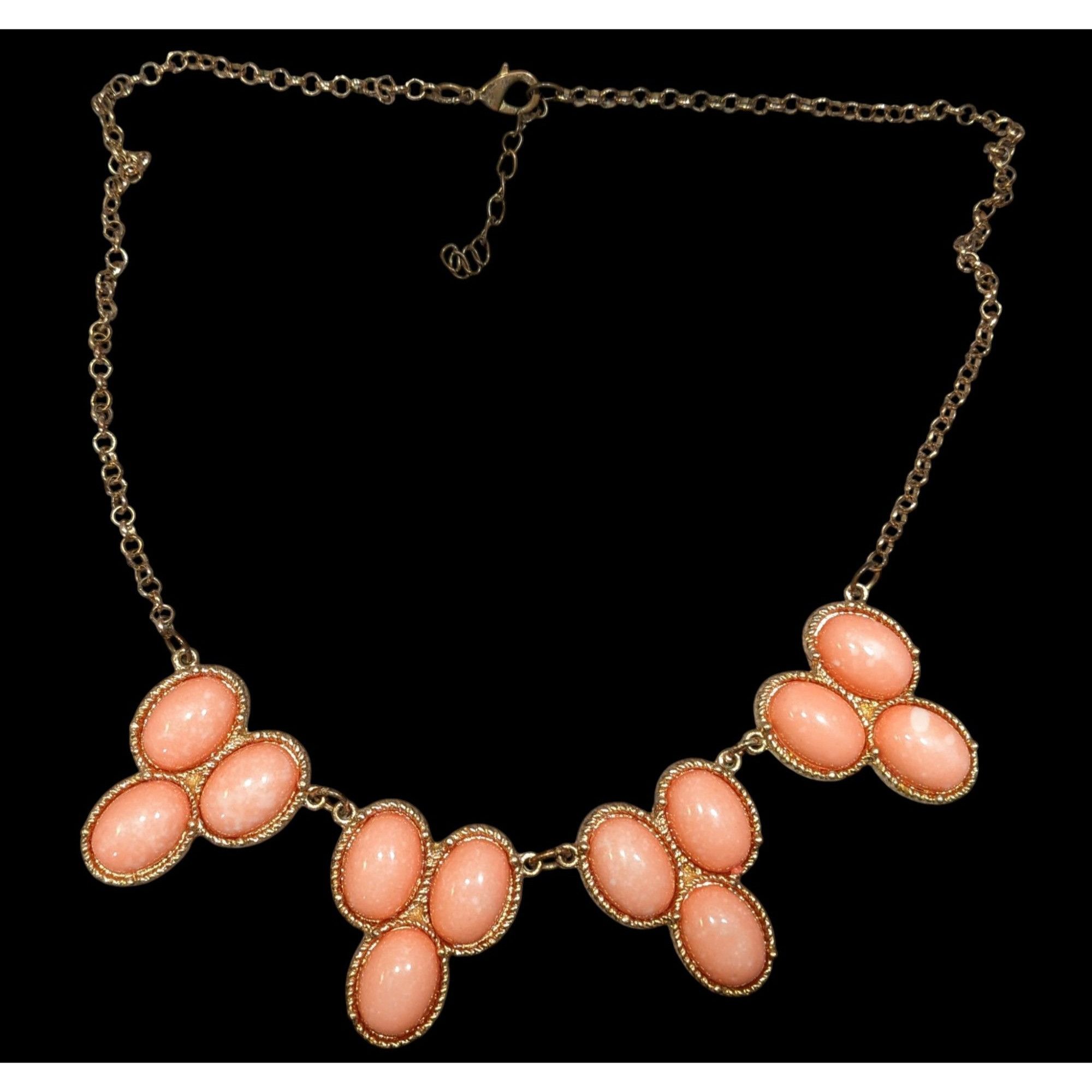 Other Y2K Mottled Peach Cabochon Floral Necklace Size ONE SIZE - 1 Thumbnail