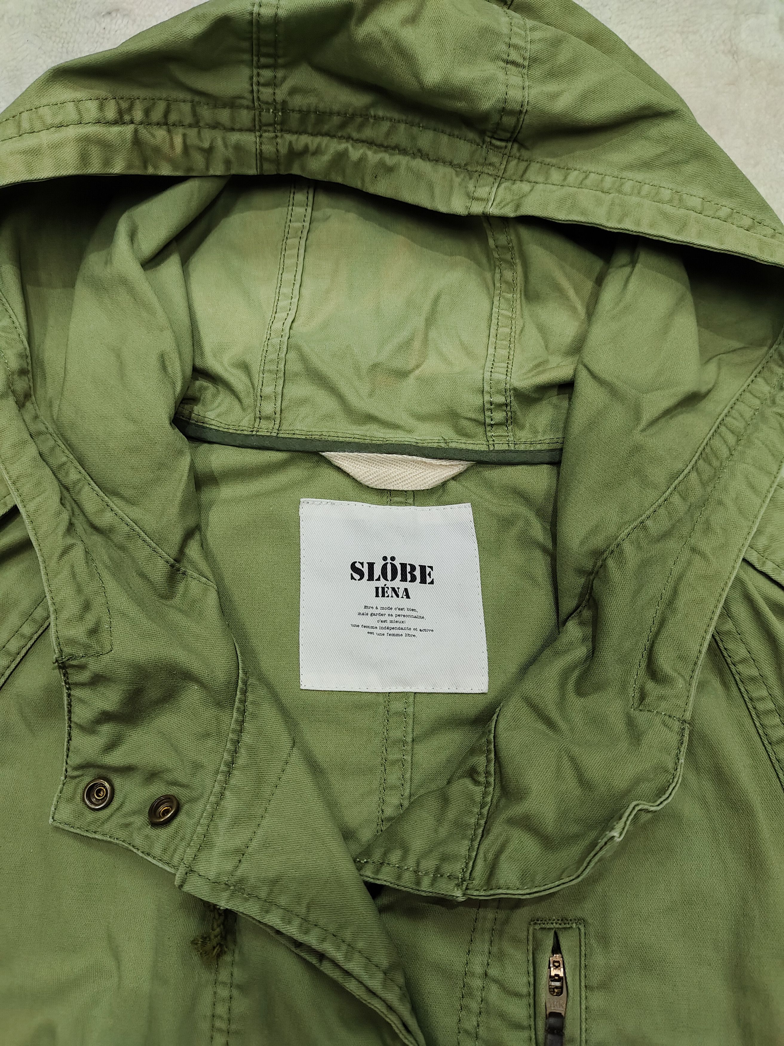Japanese Brand Slobe Iena🇯🇵 Military Hooded Olive Batwing Cape Jacket Size M / US 6-8 / IT 42-44 - 9 Thumbnail