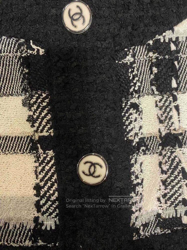 Chanel Chanel 23p black and white checkered tweed two-pocket jack Size M / US 6-8 / IT 42-44 - 4 Thumbnail