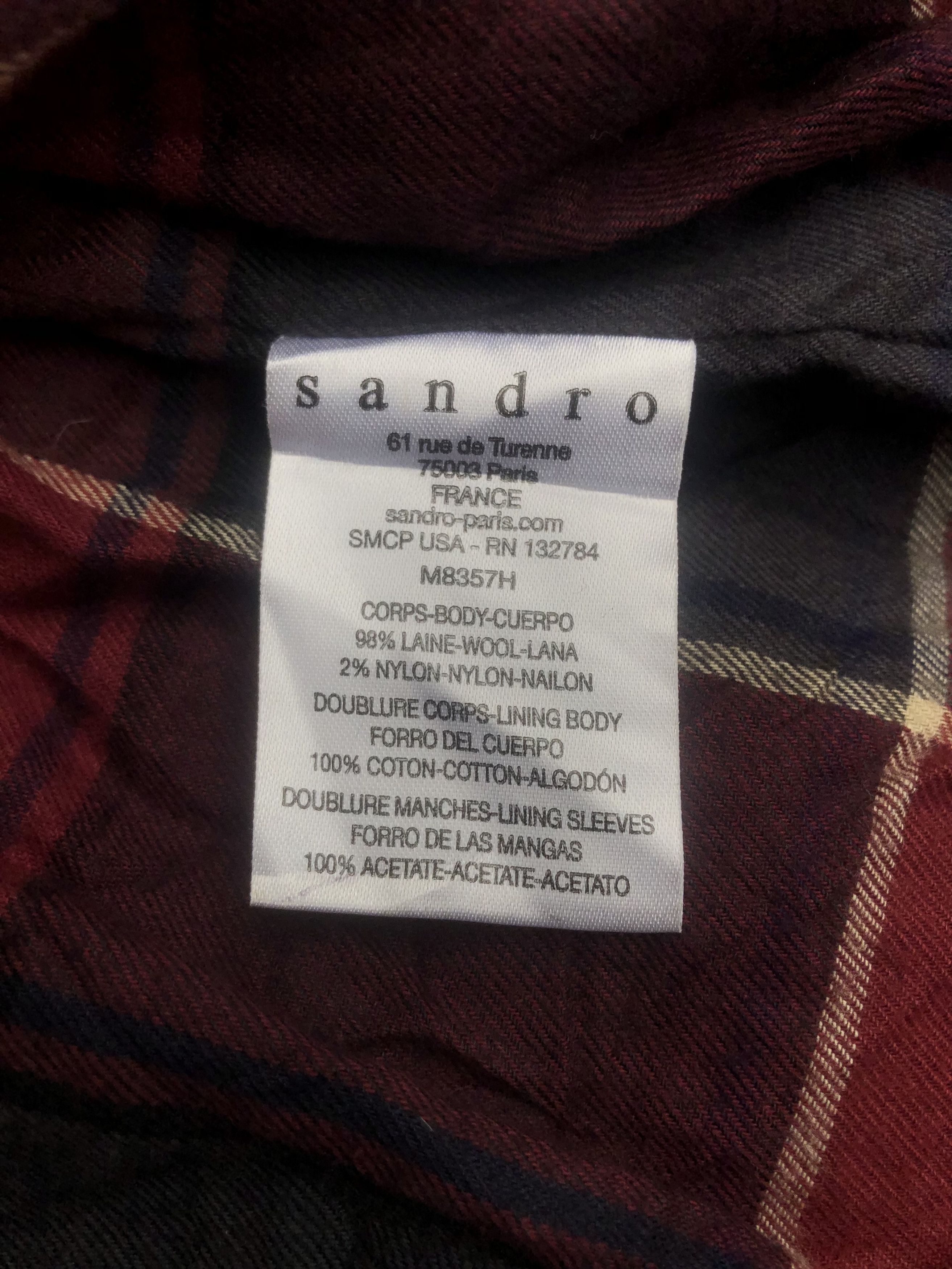 SANDRO Paris Wool Puffer Down Zipper Jacket Hoody Designer