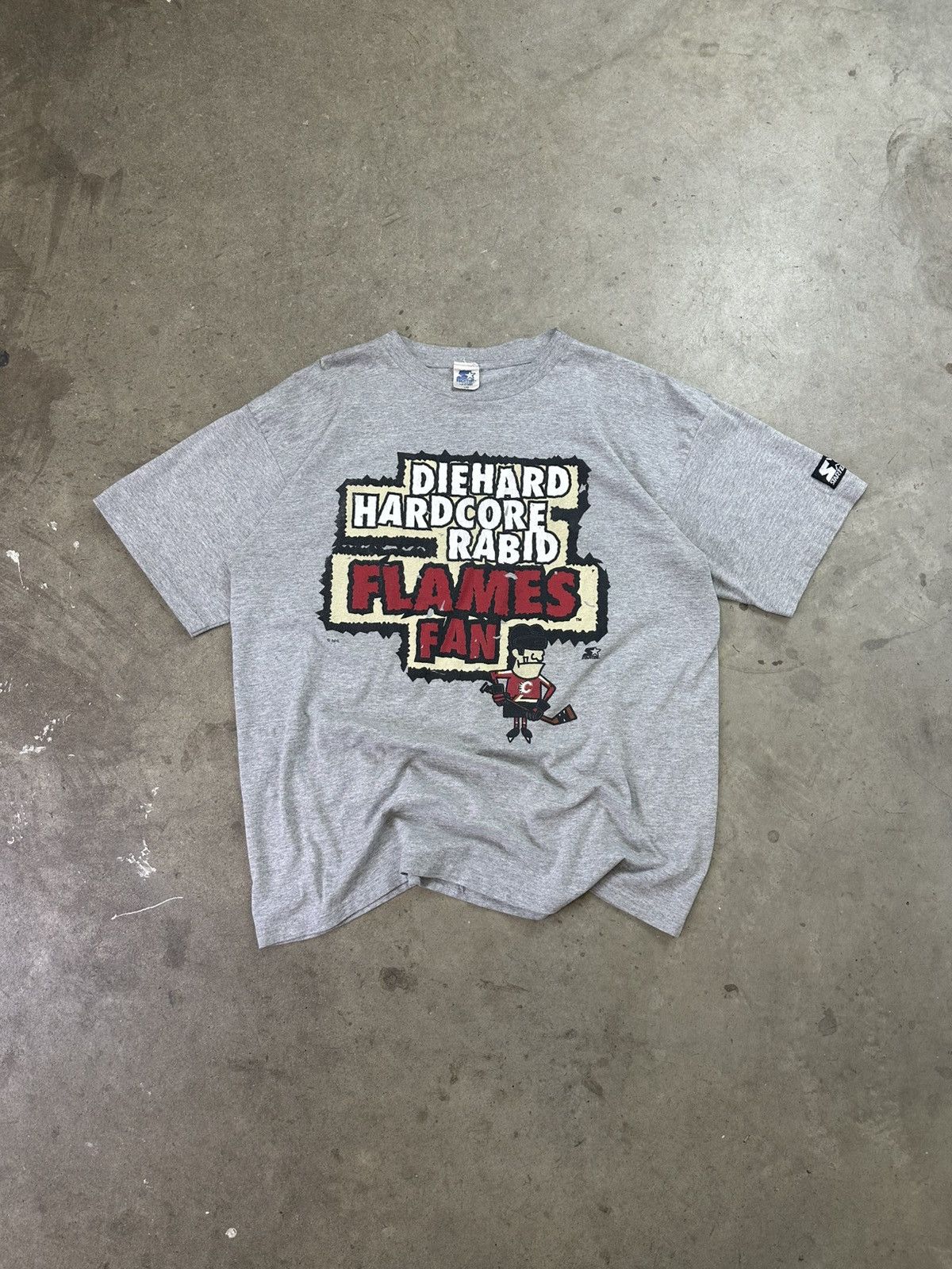Starter × Vintage 90s Vintage Hockey Tee Calgary Flames Starter Logo Grey XL Size US XL / EU 56 / 4 - 1 Thumbnail