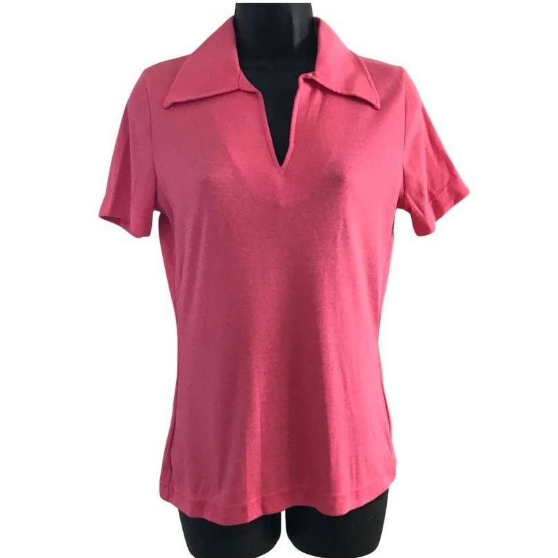 Vintage Vintage 70s Medium Short Sleeve Hot Pink Polo Size M / US 6-8 / IT 42-44 - 1 Thumbnail