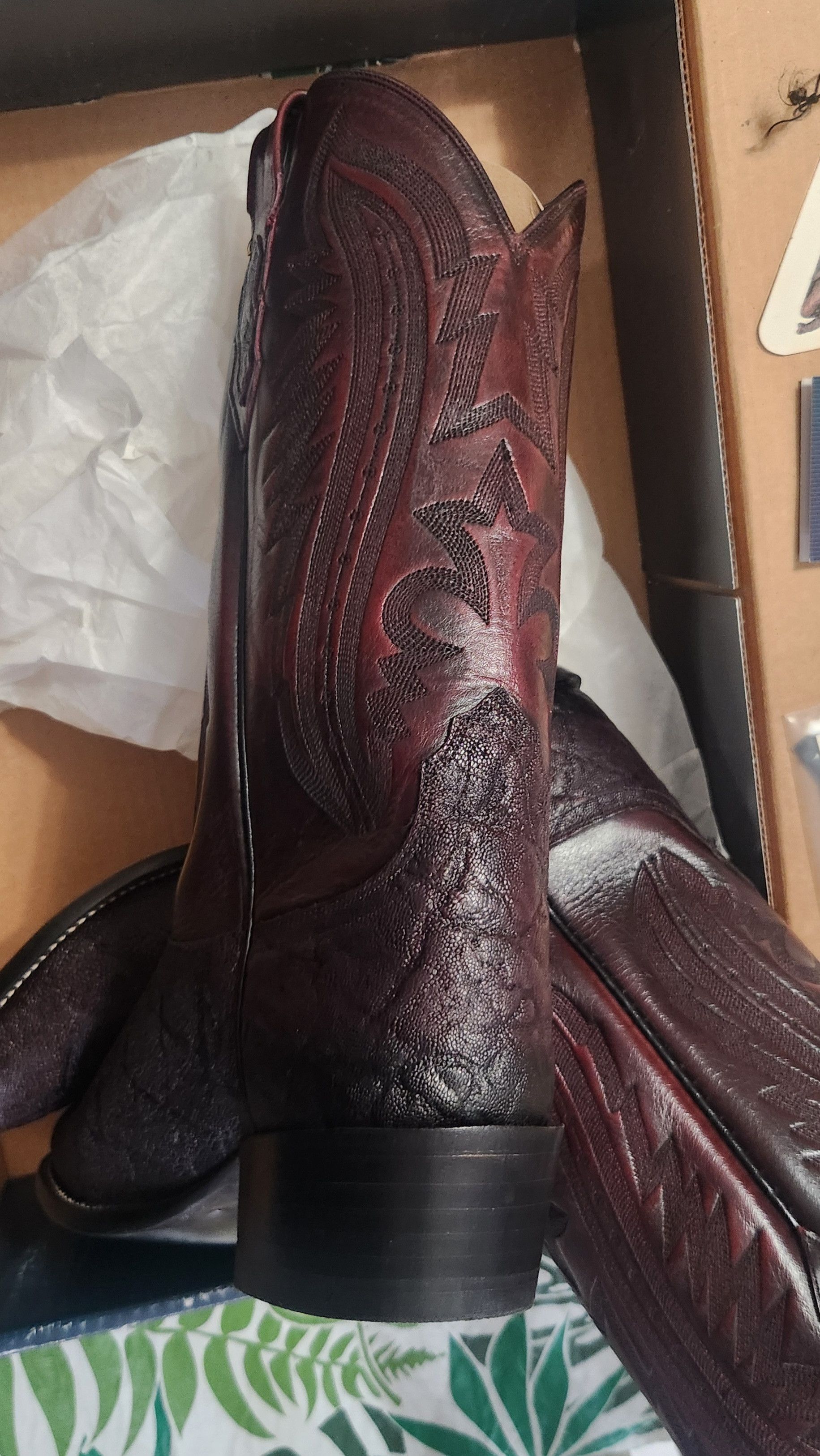 Lucchese × Vintage Lucchese 2000 african Exotic Black cherry boots 10.5 D T3039 Size US 10.5 / EU 43-44 - 11 Thumbnail