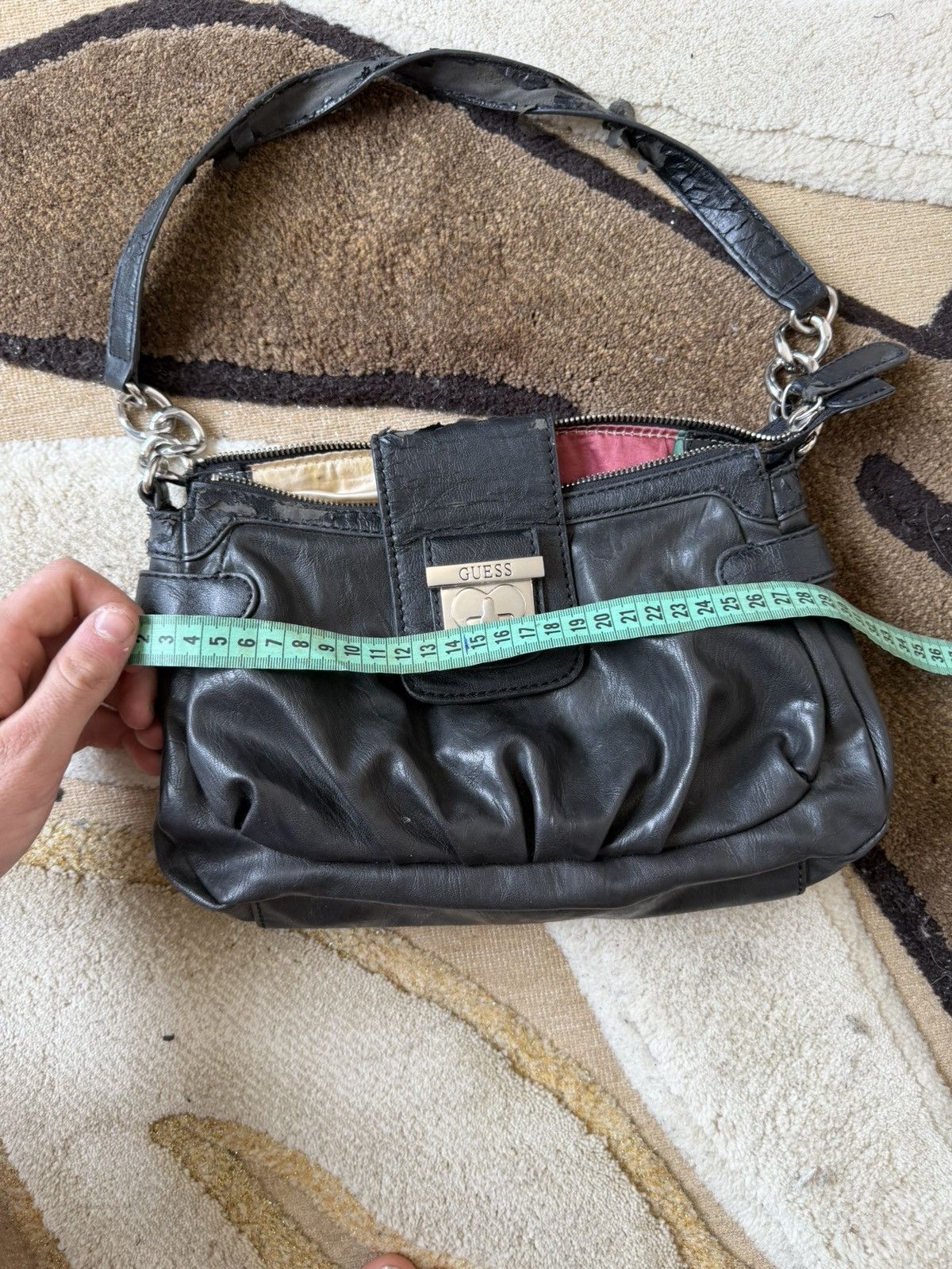 KMRii vtg leather y2k guess goth punk type leather bag Size ONE SIZE - 8 Thumbnail