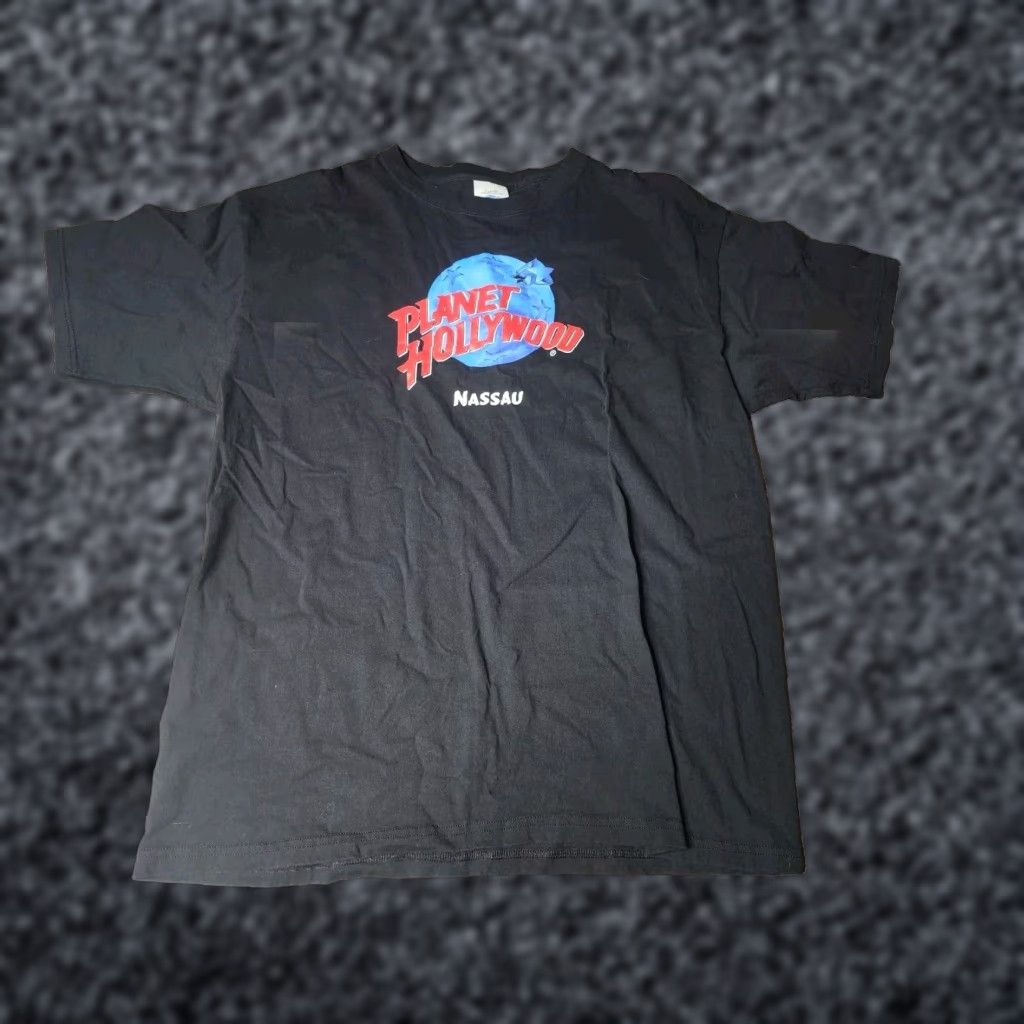 Planet Hollywood VINTAGE Planet Hollywood Nassau Bahamas Logo T Shirt Mens XL Black Cotton Crew Neck Short Sleeve USA USA Theme Planet Hollywood Logo 90s Baseball? Size US XL / EU 56 / 4 - 1 Thumbnail