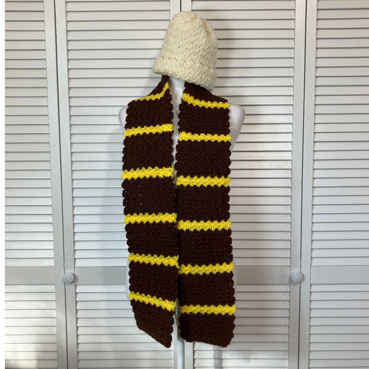 Handmade NWT Handmade Crocheted Multicolor Adult Beanie Scarf 63” Size ONE SIZE - 2 Thumbnail