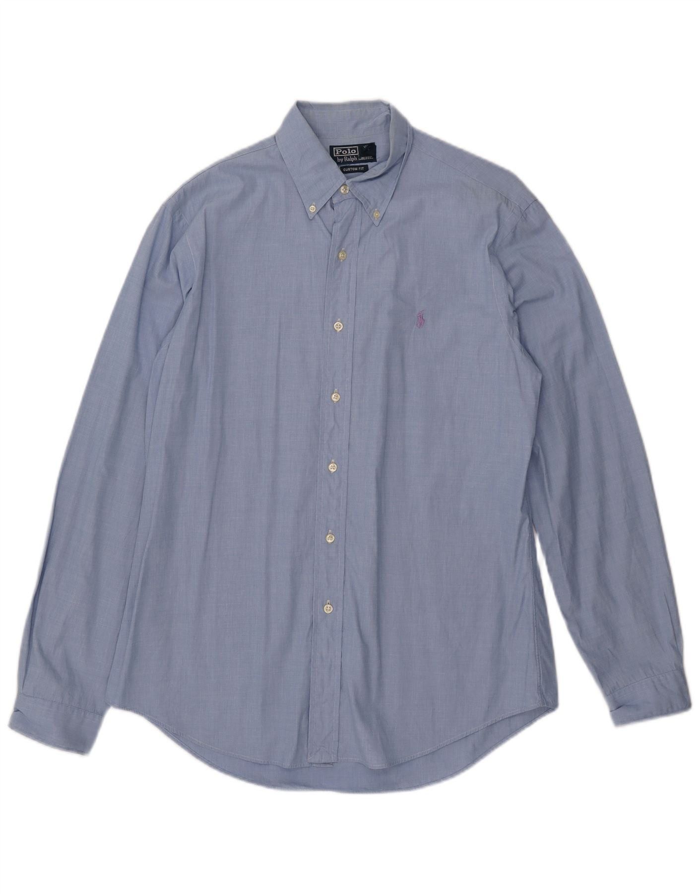 Polo Ralph Lauren Mens Custom Fit Shirt 40/41 16 Large Blue Size US L / EU 52-54 / 3 - 1 Thumbnail