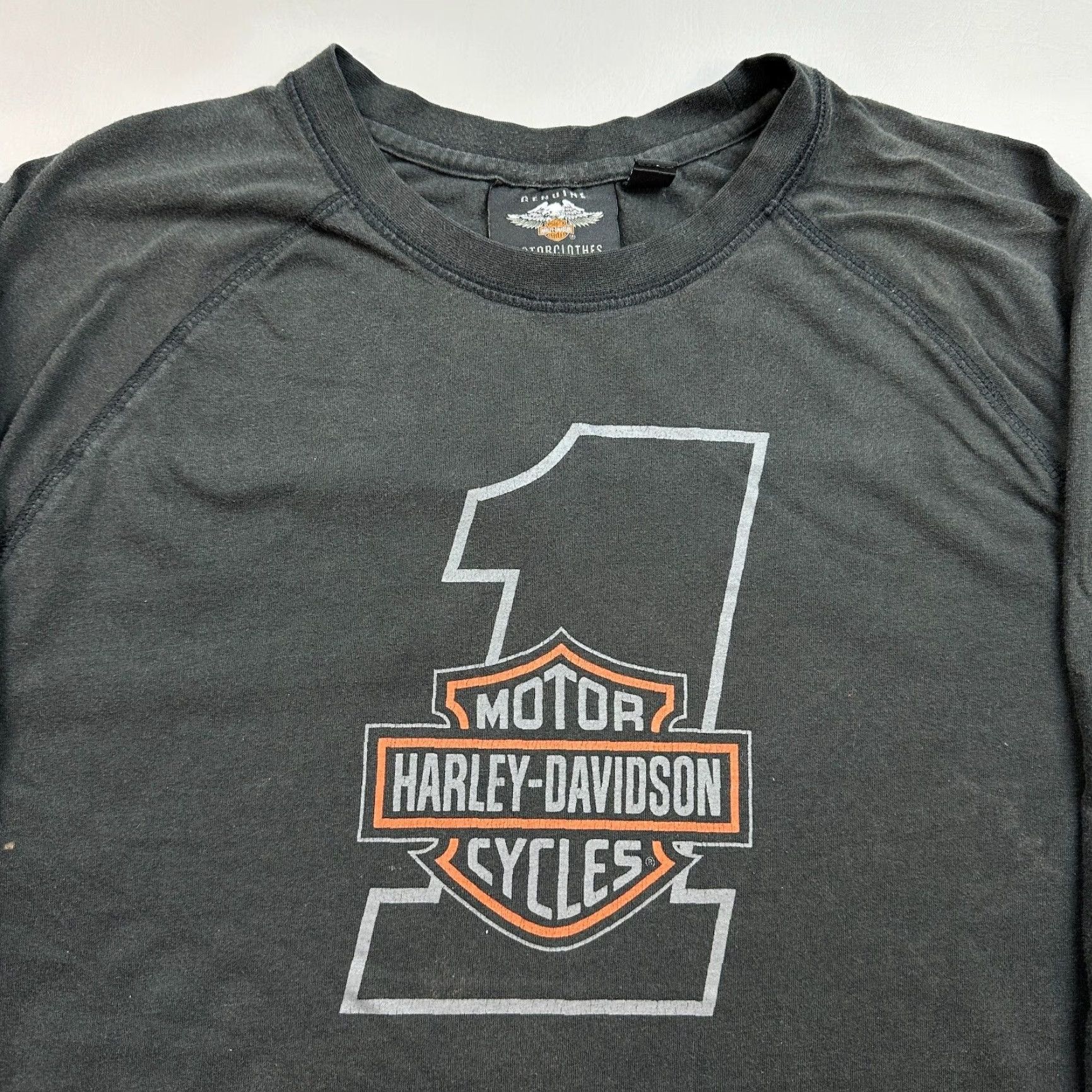 Harley Davidson Harley-Davidson Shirt Mens XL Black #1 Racing Logo Graphic Long Sleeve Raglan Size US XXL / EU 58 / 5 - 4 Thumbnail