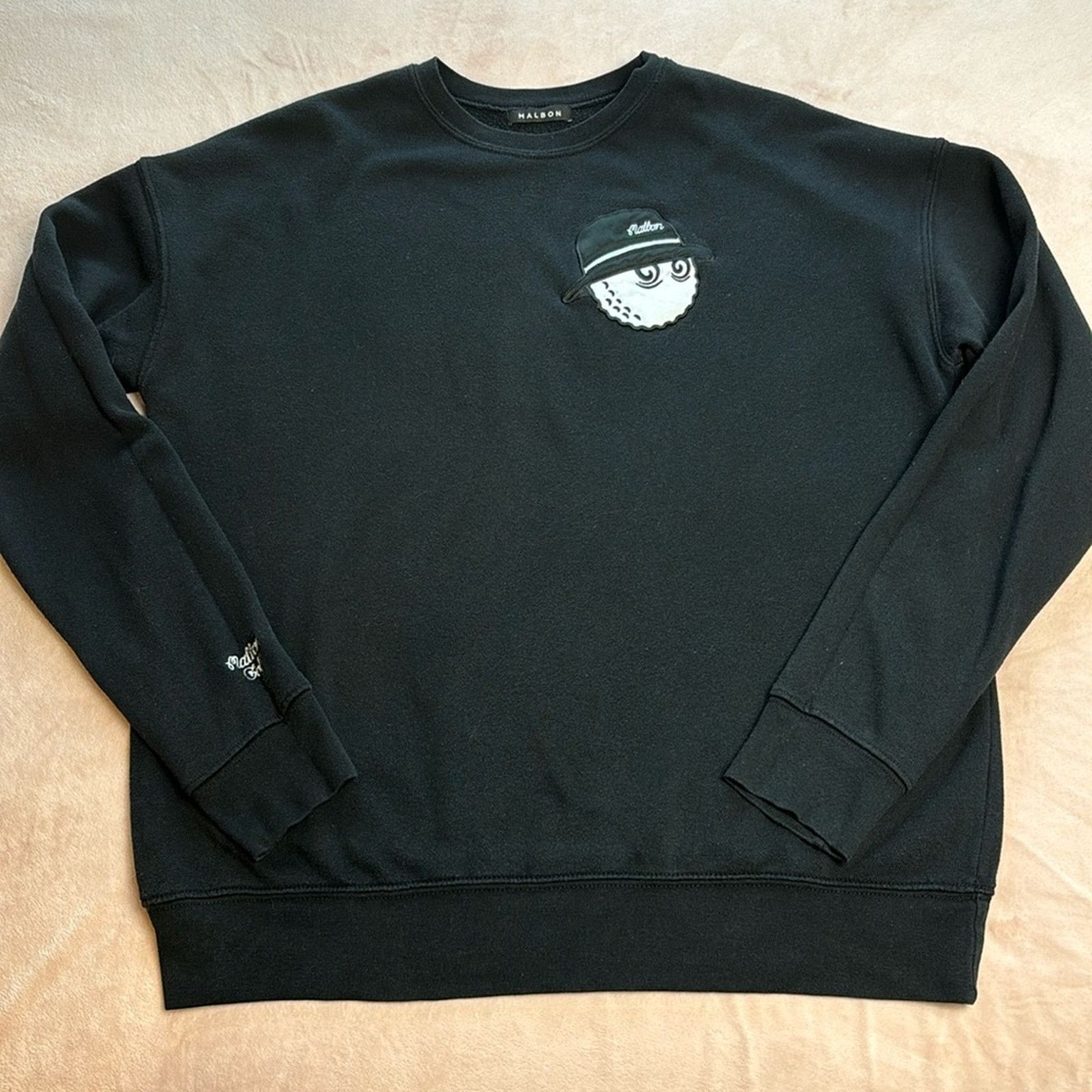 Malbon Malbon Golf Cooper Buckets Crew Sweatshirt Black Size M | Grailed