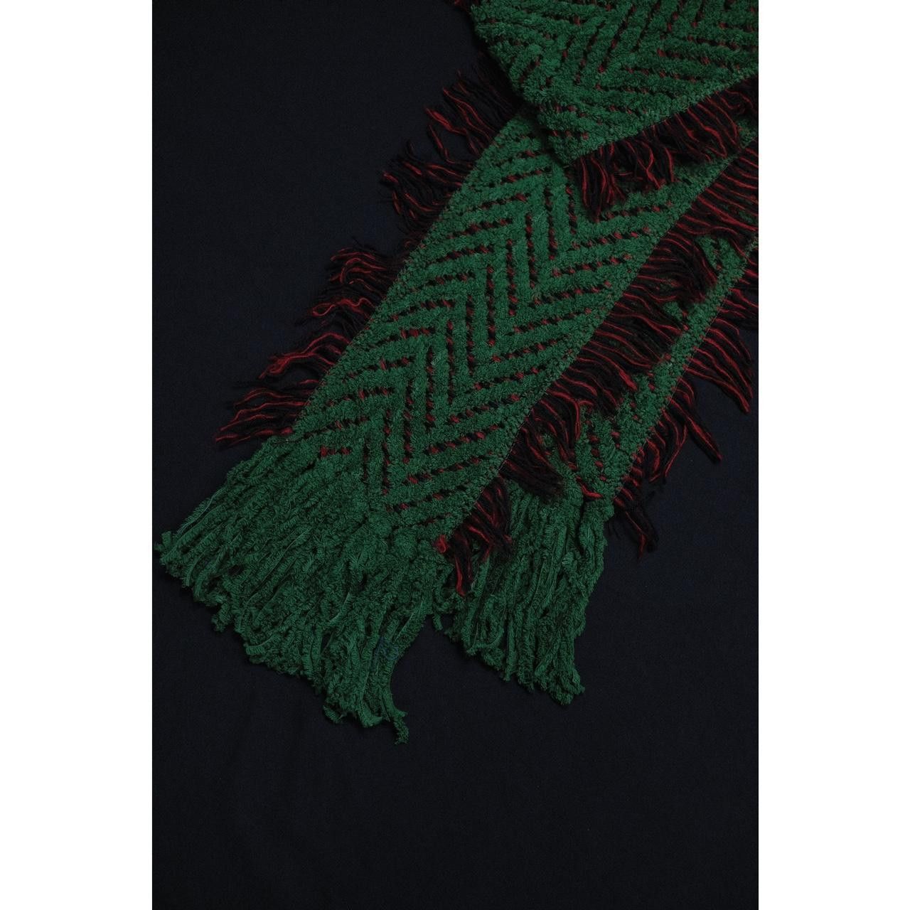 Japanese Brand Rare VTG Fringed Scarf Green OS Size ONE SIZE - 7 Thumbnail