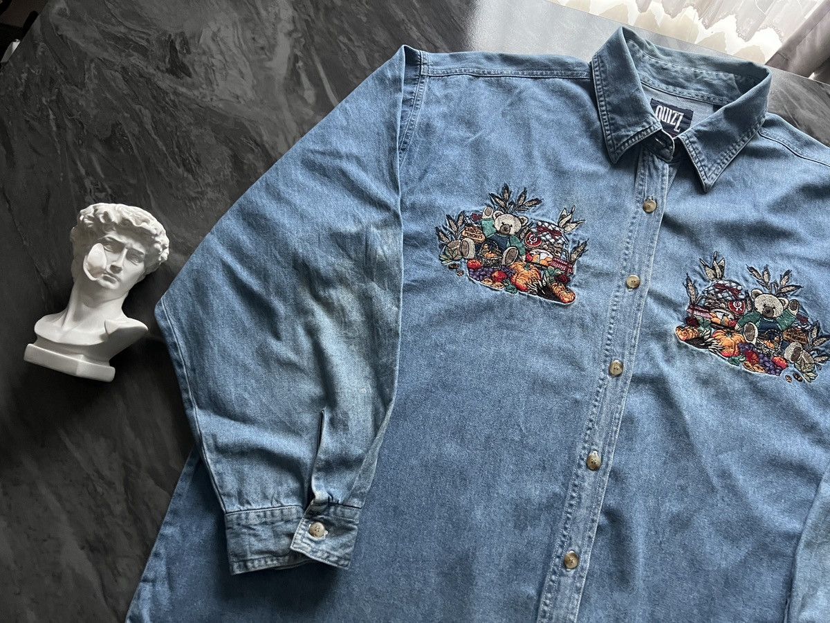 Vintage Quizz : New York Denim Bear Fruit Embroidered Size 3XL / US 20-22 - 3 Thumbnail