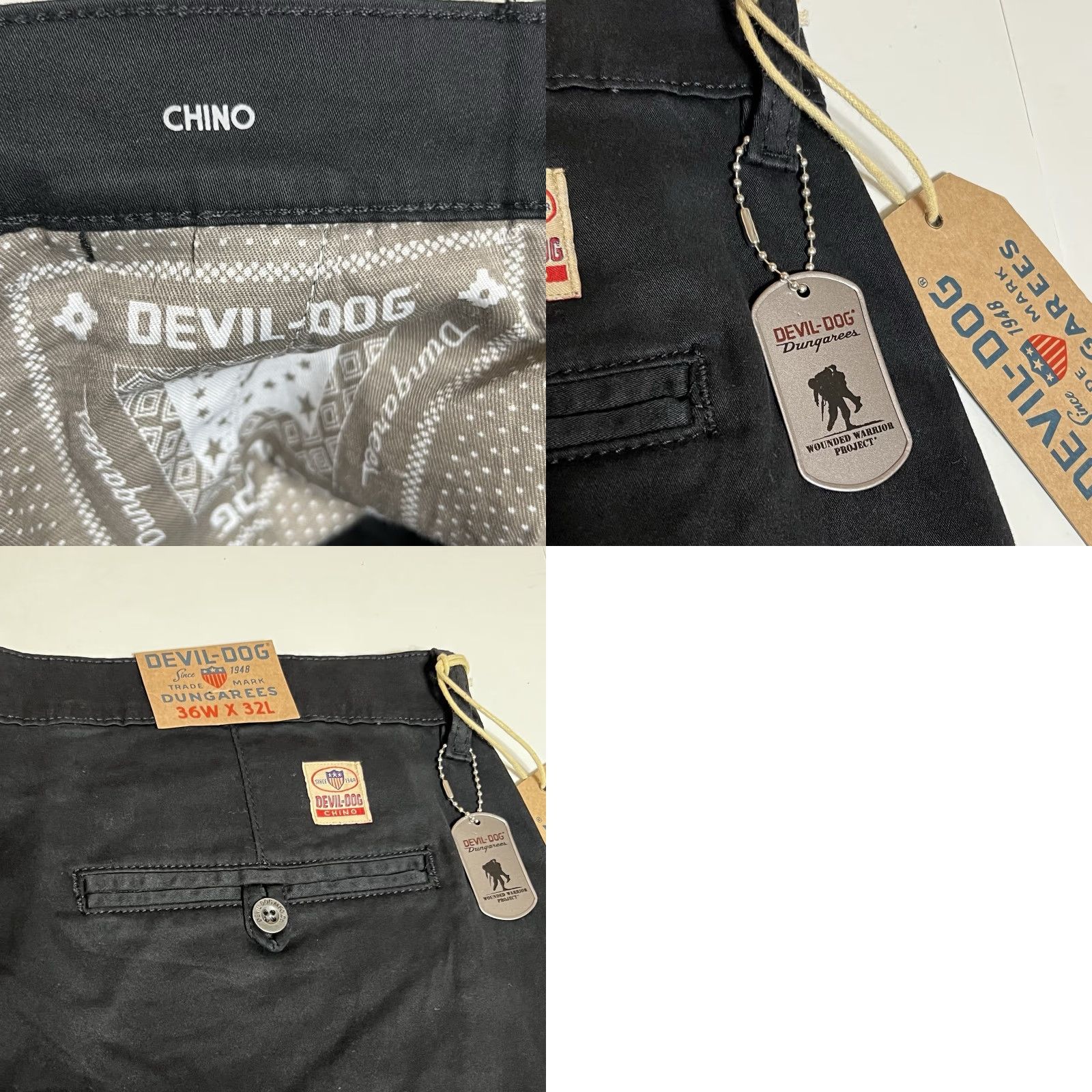 Vintage DEVIL-DOG Dungarees Chino Pants Mens 36x32 36x31 Black NWT Vintage? Military Logo 5-Pocket Straight Front Classic Fit Clothing Size US 36 / EU 52 - 9 Thumbnail