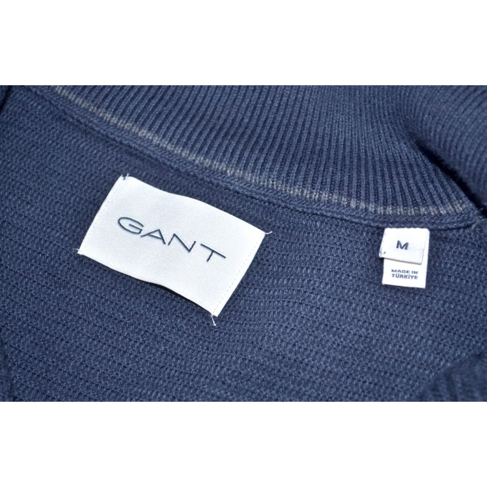 Gant GANT Navy Blue 1/4 Zip Textured Knit Jumper Logo Mock Neck Sweater M Mens Knit Shirt Pullover Size US M / EU 48-50 / 2 - 6 Thumbnail