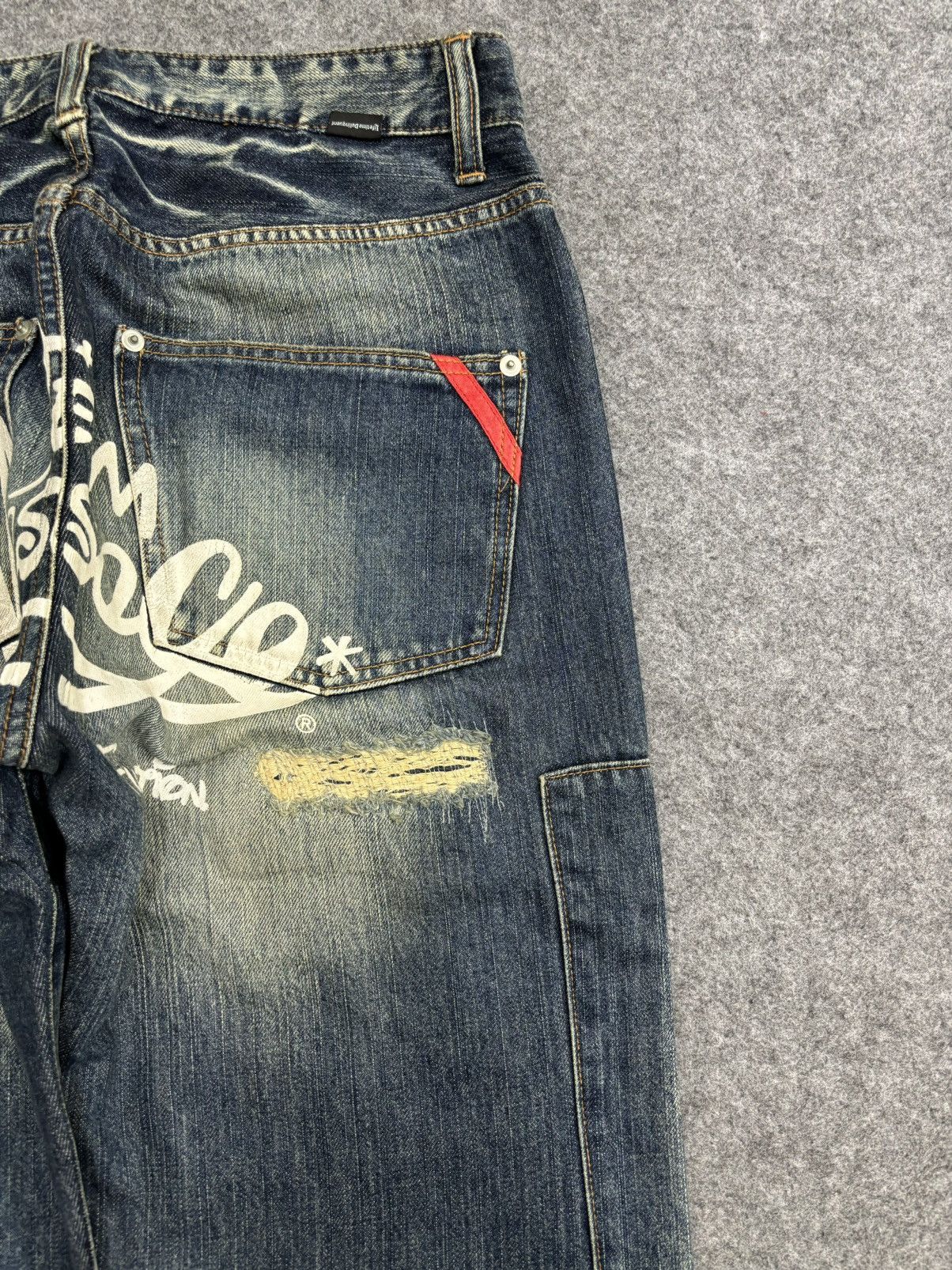 Designer 💥Denim Art💥Artisan MSG Sick Patchwork Stonewash Denim F553 Size US 31 - 14 Thumbnail