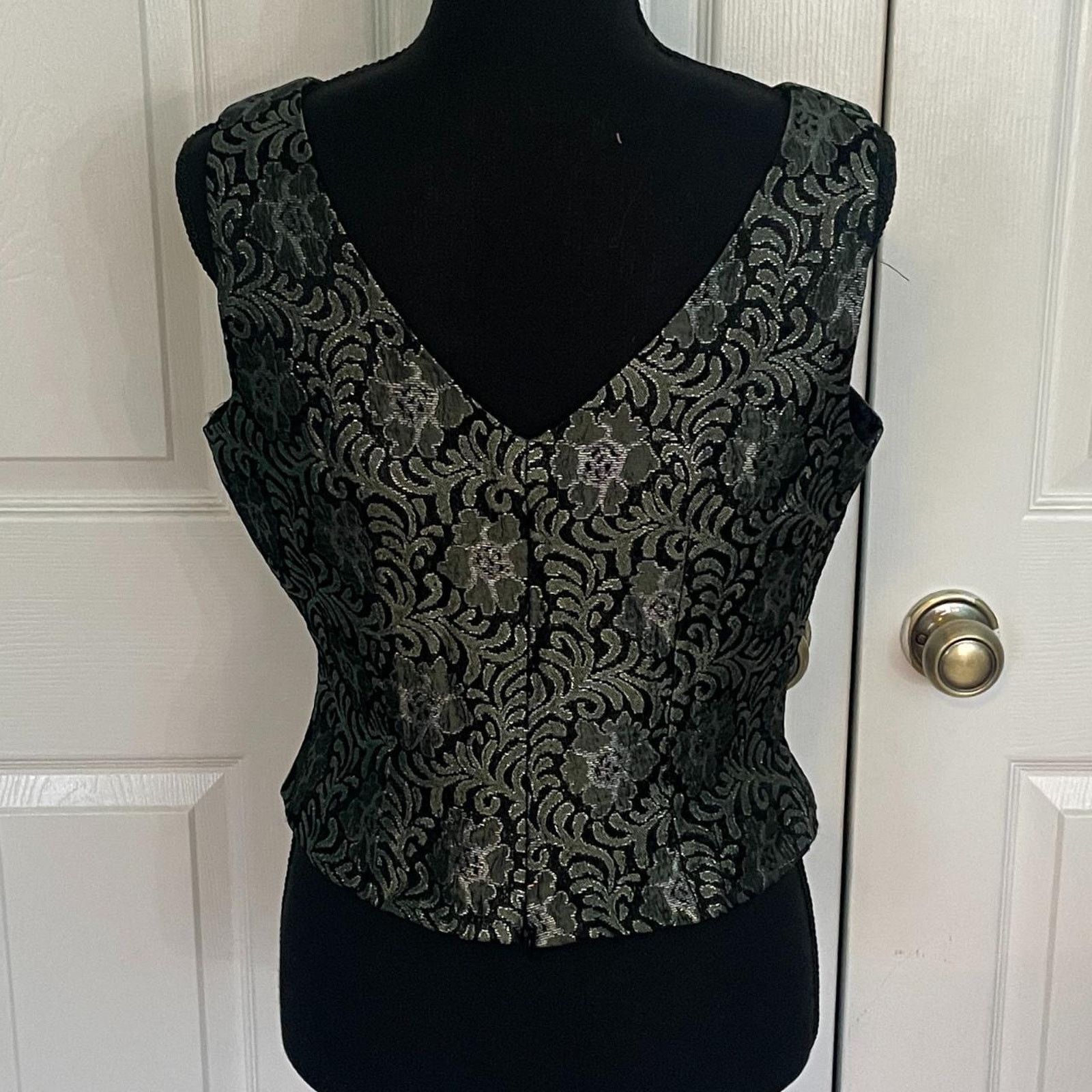 Vintage VTG J.R. Nites Petites by Caliendo Floral Top Metallic/Black Size L / US 10 / IT 46 - 3 Thumbnail