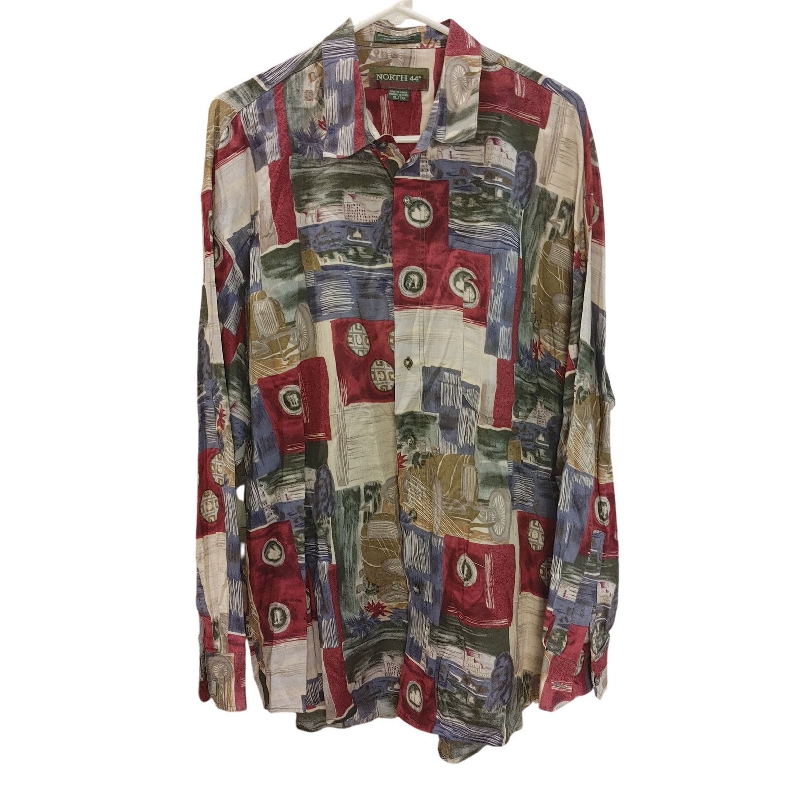 Other VTG North 44 Men's XL Abstract Beige/Red Casual Shirt Size US XL / EU 56 / 4 - 1 Thumbnail