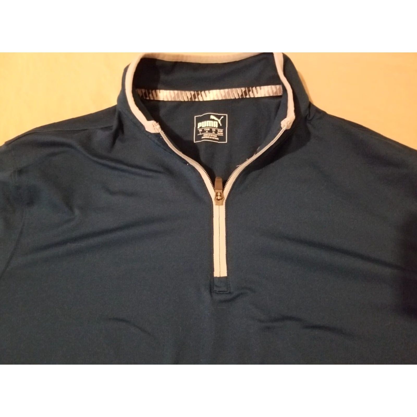 Puma PUMA Half Zip Shirt Mens L Large Blue Athletic Gym Workout Long Sleeve Shirt Size US L / EU 52-54 / 3 - 2 Thumbnail