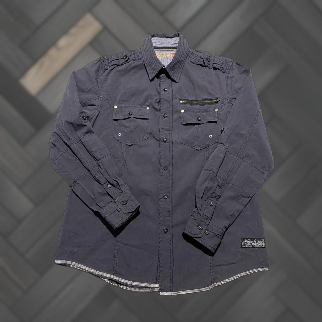 Sovereign Code Sovereign Code Shirt Mens Medium Blue Gray On Guard Utility Long Sleeve Shirt Mens On Guard Chambray Button-Up Pockets 100% Cotton Size US M / EU 48-50 / 2 - 1 Thumbnail