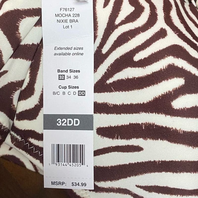Other SUNDAZED Nixie Zebra-Print Ruffled Bikini Top 32DD Mocha Size ONE SIZE - 2 Thumbnail