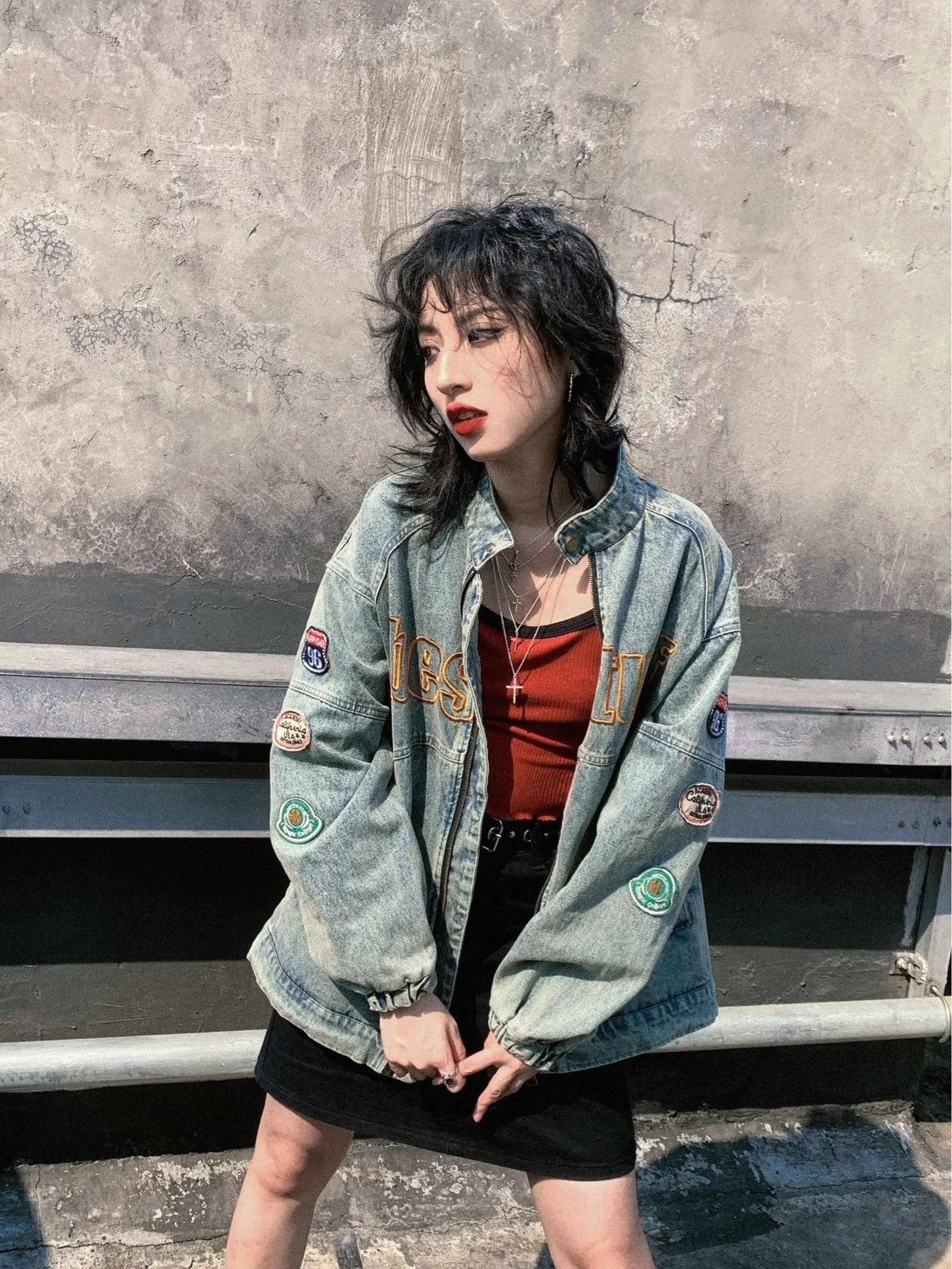 Vintage American vintage denim jacket bomber oversize y2k unisex Size US L / EU 52-54 / 3 - 14 Thumbnail