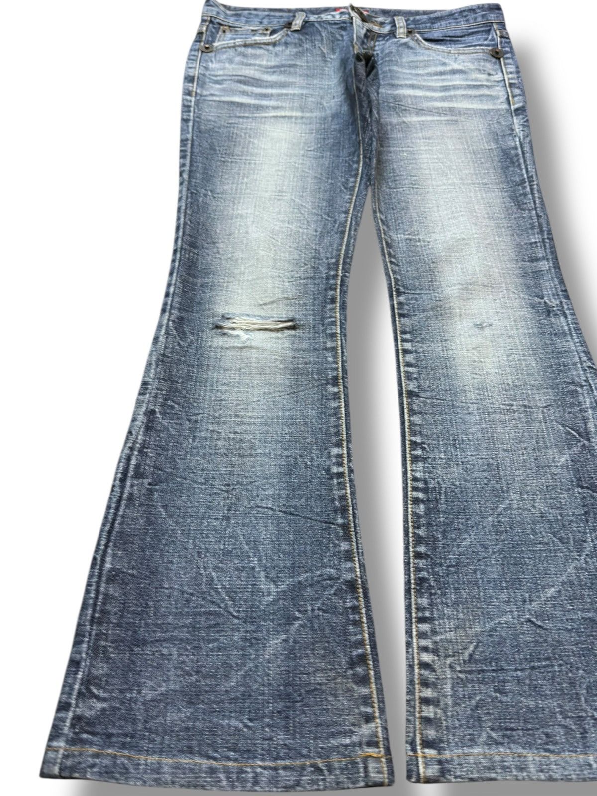 Margaret Howell Vintage Maraxia Women Flare Bootcut Distressed Denim Size US 30 / EU 46 - 3 Thumbnail