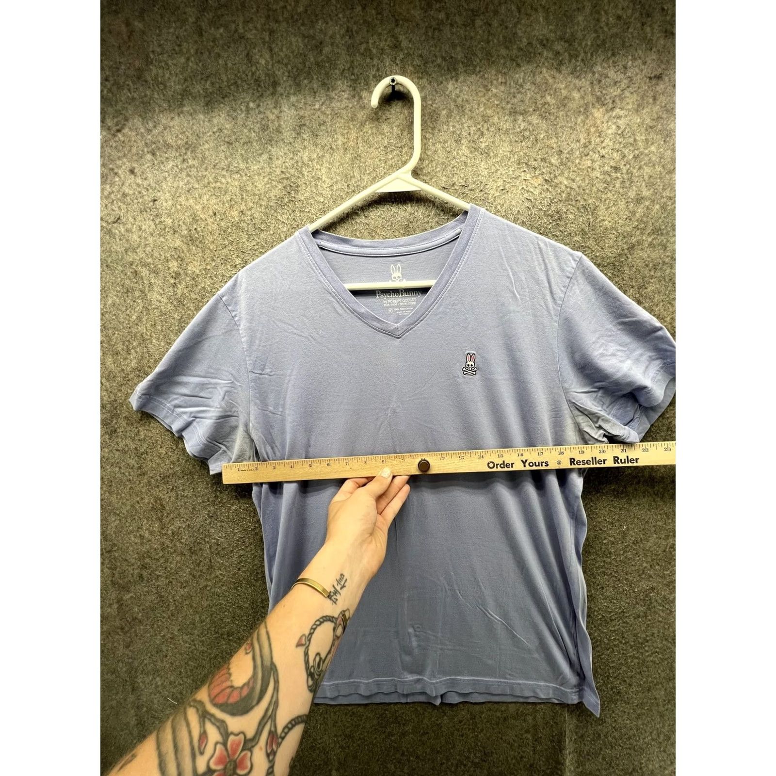 Psycho Bunny Psycho Bunny Shirt Mens Medium Blue V Neck Pima Cotton Skull Bunny Tee Tagless Soft Size US M / EU 48-50 / 2 - 4 Thumbnail