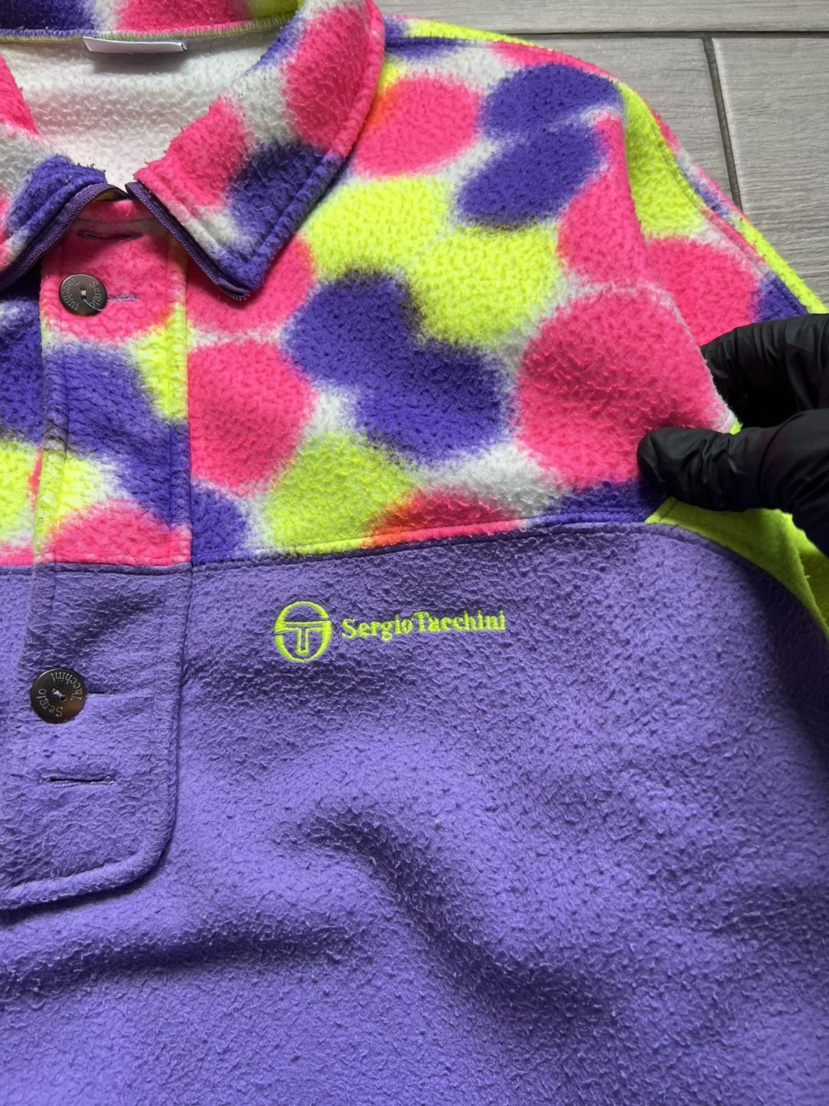 Sergio Tacchini Rare Vintage Sergio Tacchini Fleece Abstract Crazy Print Size US L / EU 52-54 / 3 - 4 Thumbnail