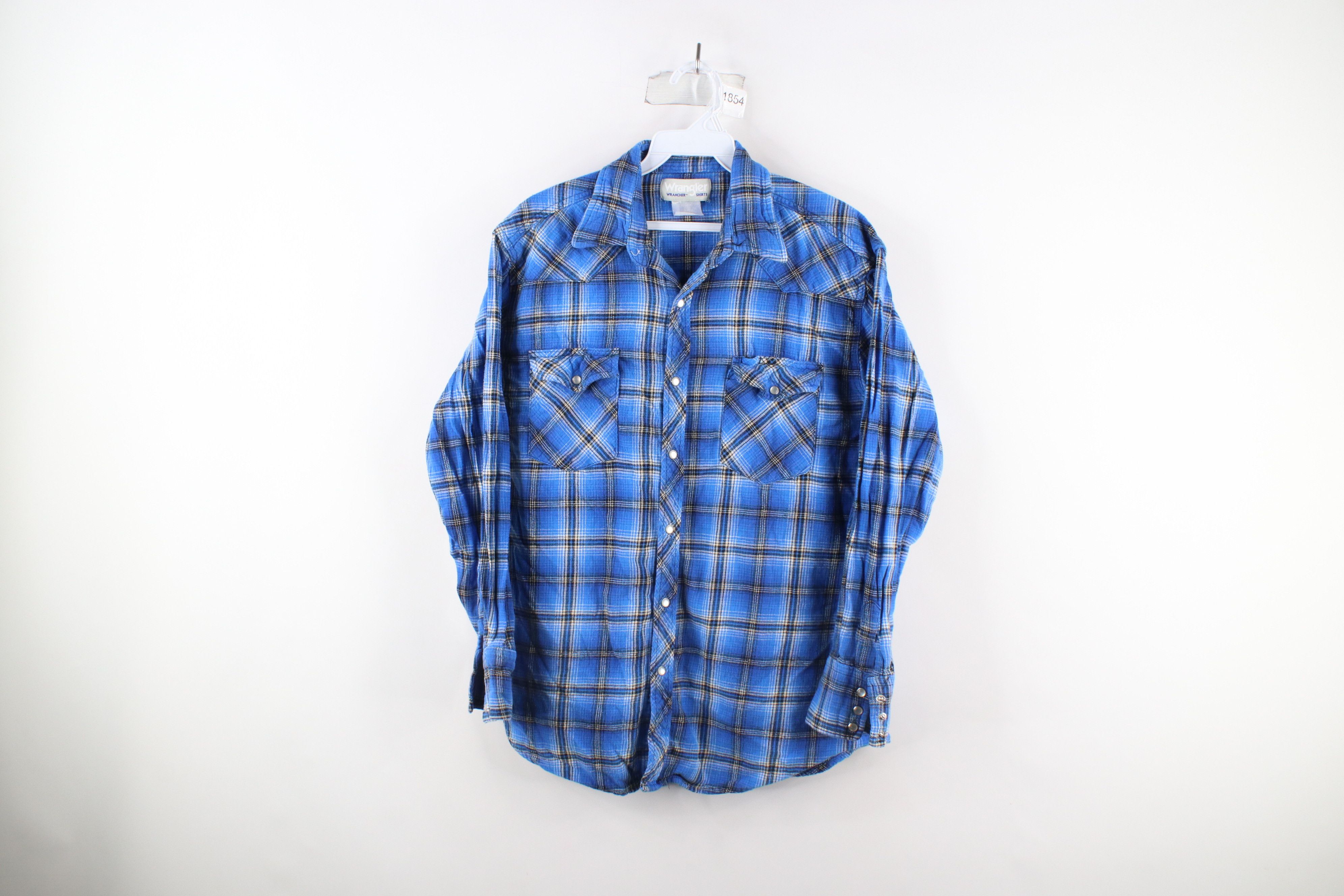 Vintage Vintage 90s Wrangler Flannel Western Rodeo Snap Button Shirt Size US L / EU 52-54 / 3 - 1 Thumbnail