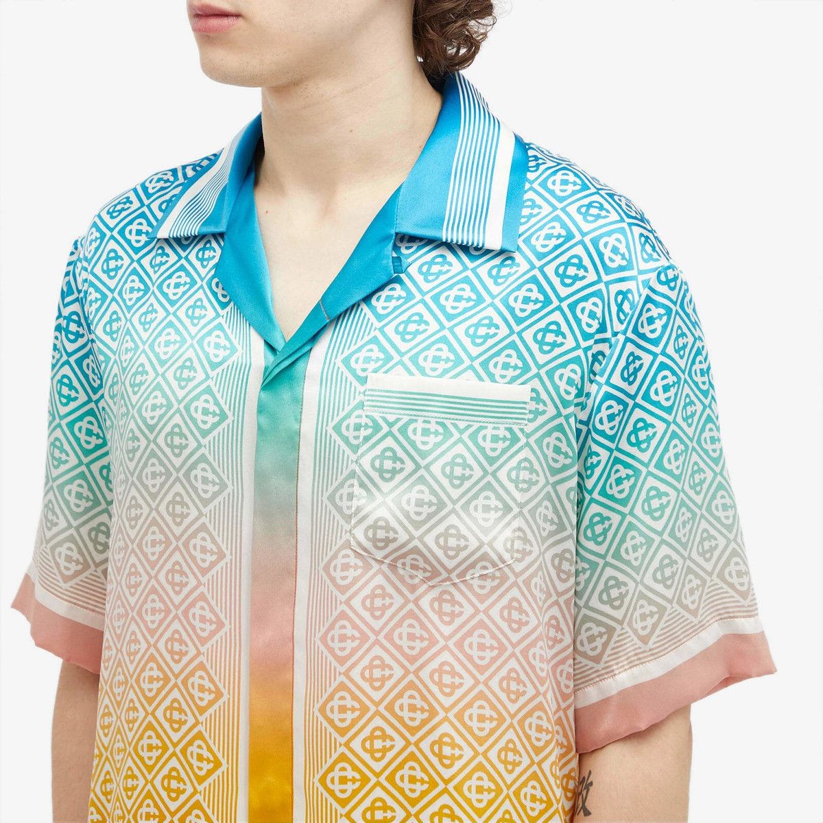 Casablanca o1mle0326 Cuban Collar Short Sleeve Shirt Dimond Monogram Size US XXS / EU 40 - 5 Thumbnail
