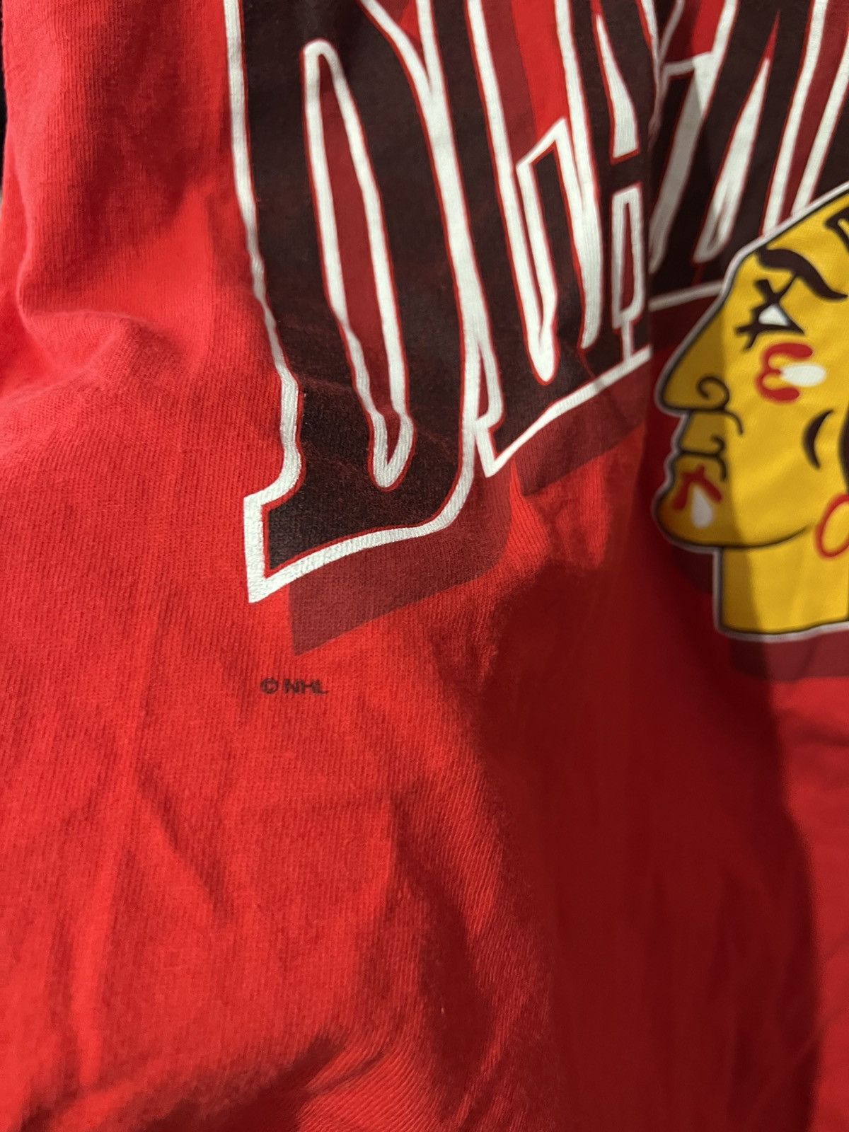 Band Tees VINTAGE CHICAGO BLACKHAWKS HANES SINGLE STITCH T SHIRT AOP Size US L / EU 52-54 / 3 - 4 Thumbnail