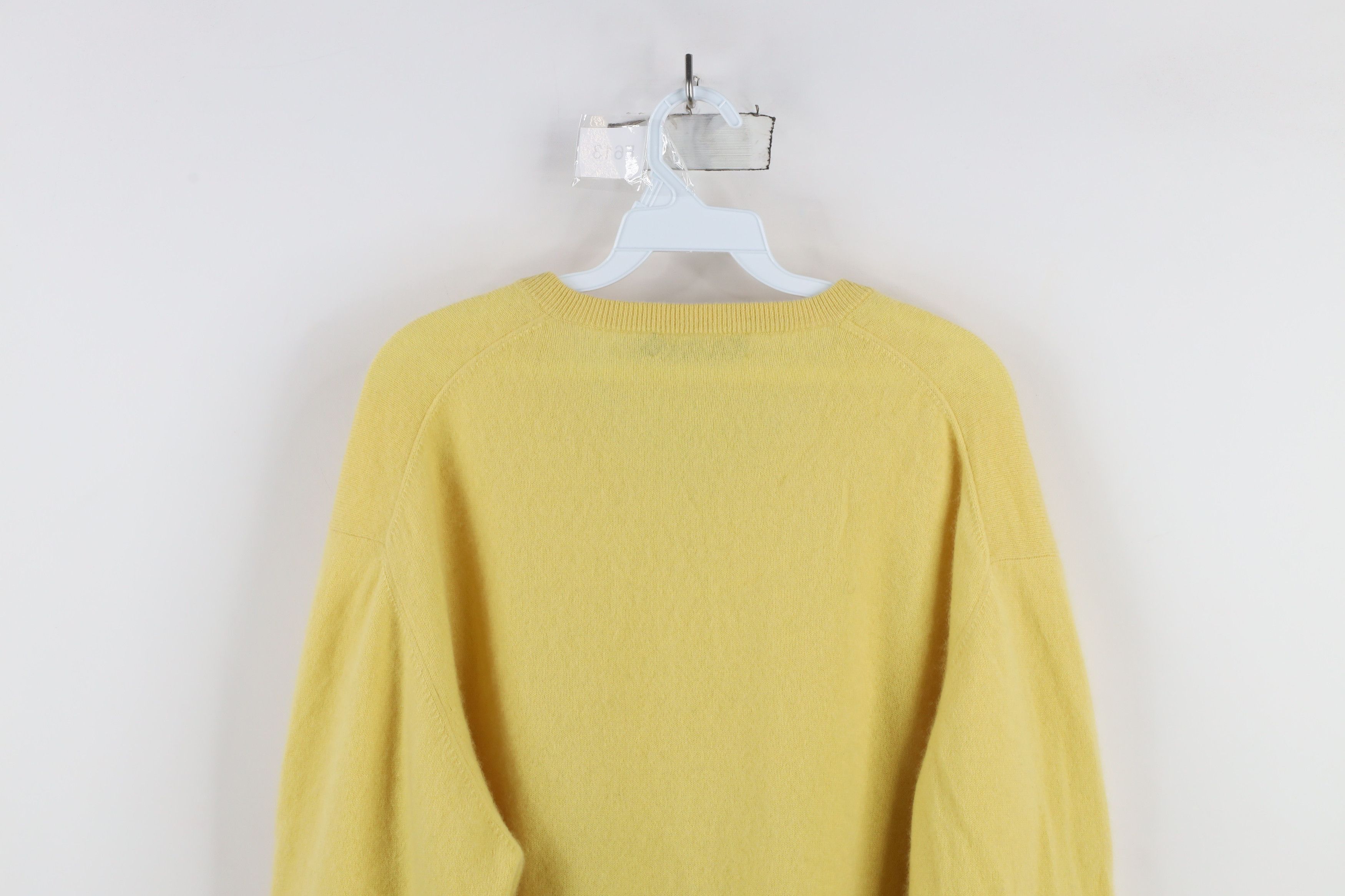 Vintage Vintage 90s Streetwear Cashmere Knit V-Neck Sweater Yellow Size US M / EU 48-50 / 2 - 10 Thumbnail